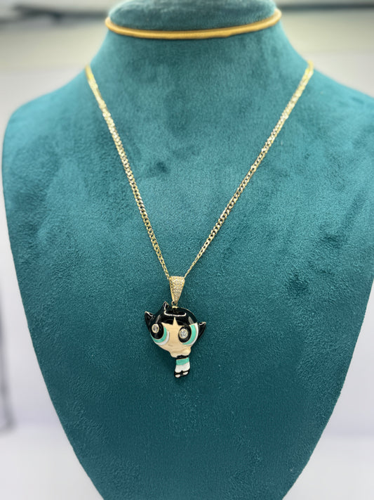 14K Gold Chain with Cartoon Pendant – 16” ✨