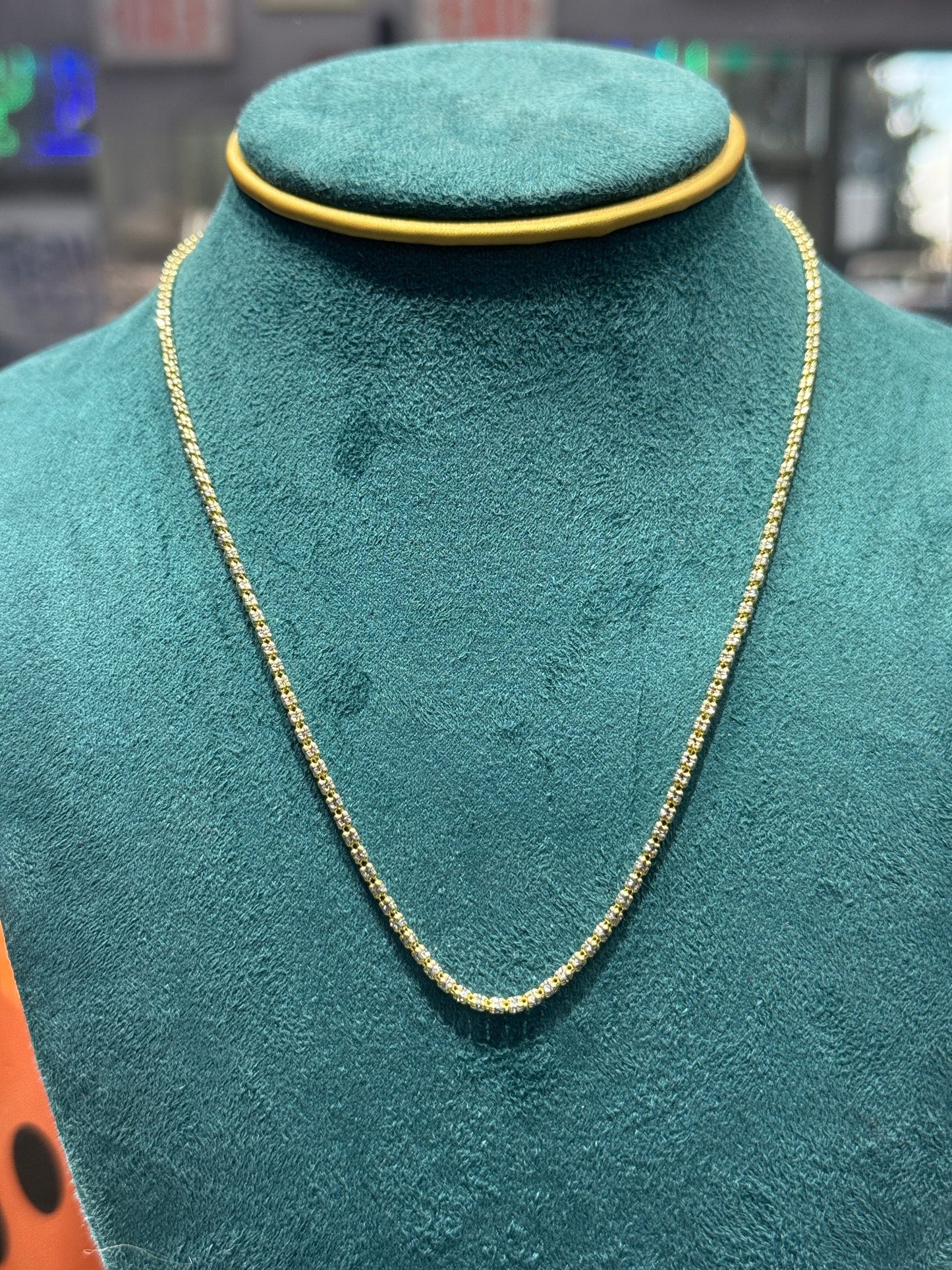 14K Gold Ice Chain – 2.3mm 18” inch necklace women