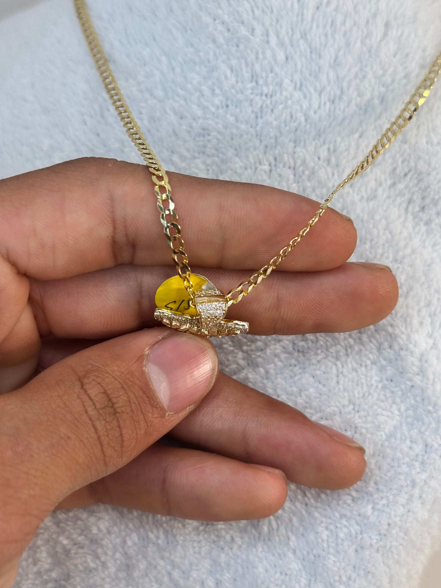 14k gold 16 inch curbed link necklace with butterfly pendant