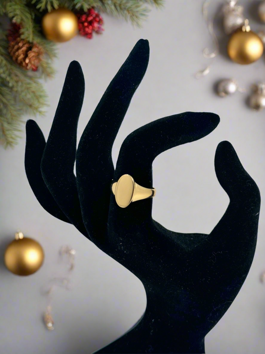 14k solid gold oval ring for woman