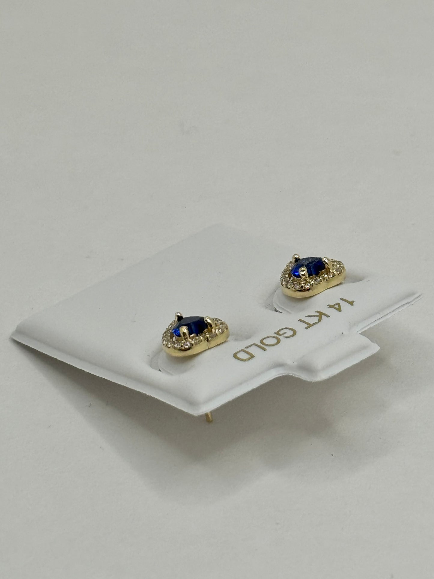 14K Gold Heart Stud Earrings with Cubic Zirconia