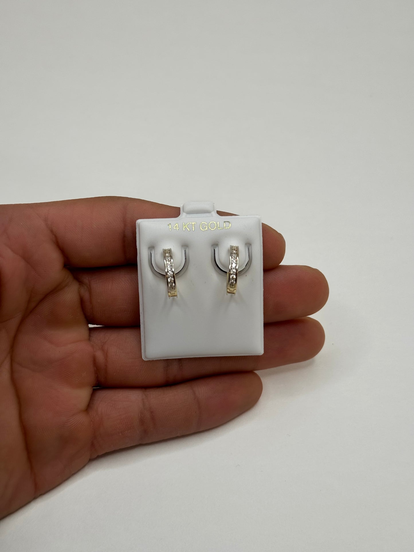 14k Gold Huggie earrings for women with cubic zirconia