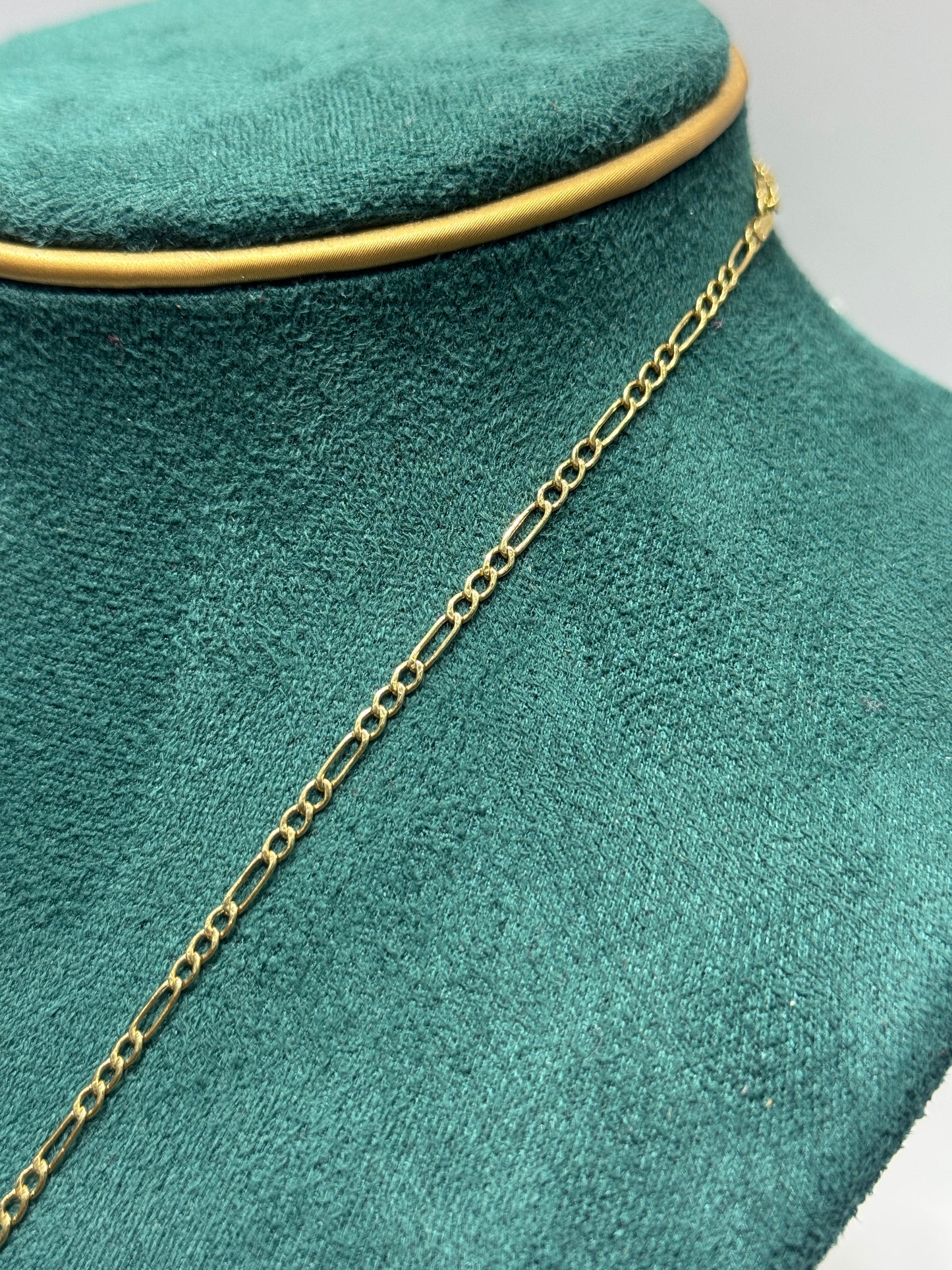 14k gold figaro necklace 18 inch long with cross ZC pendant unisex 