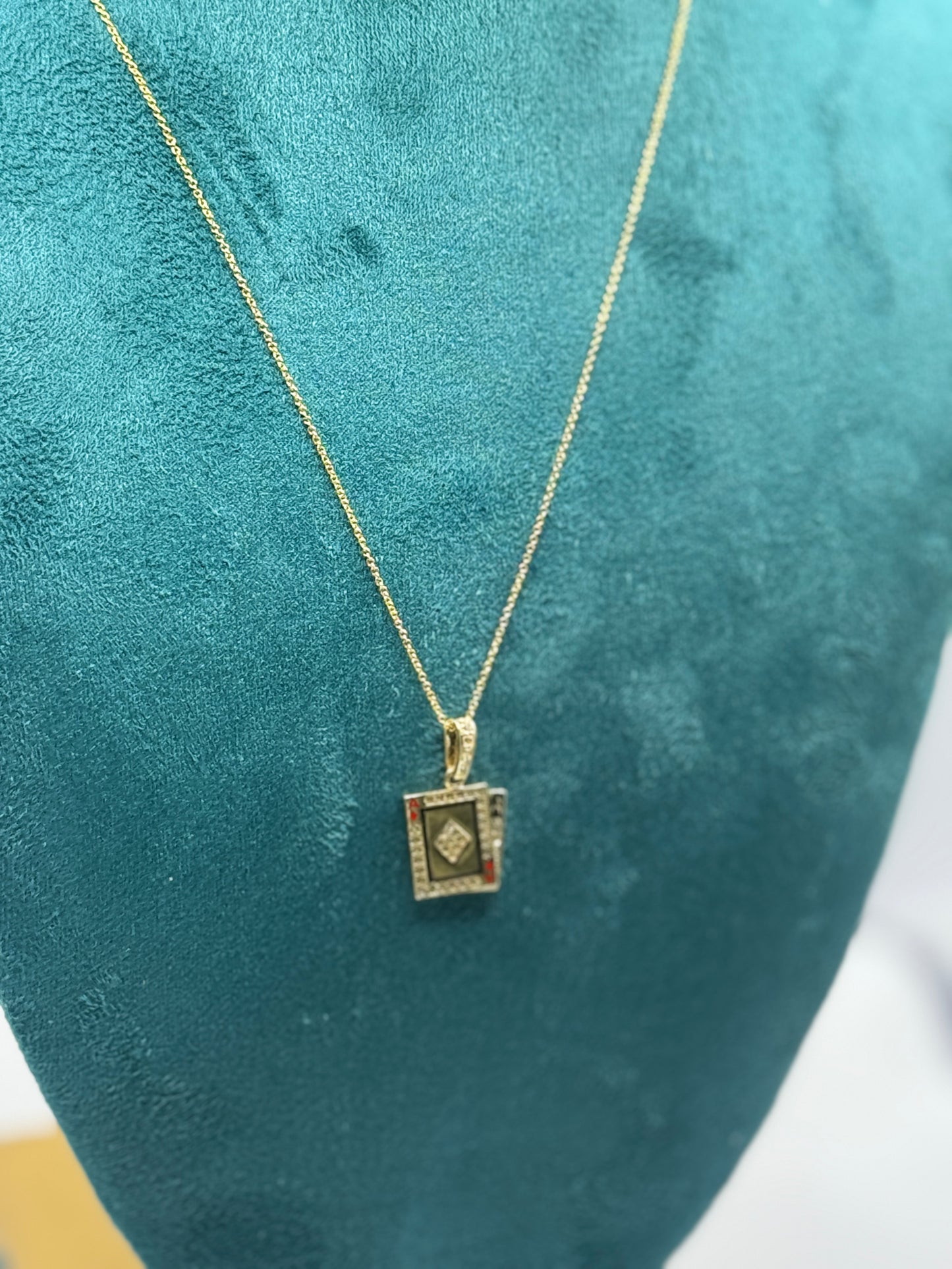 π² 14K Gold Necklace  with Ace Card Pendant for Him  β 16β π²