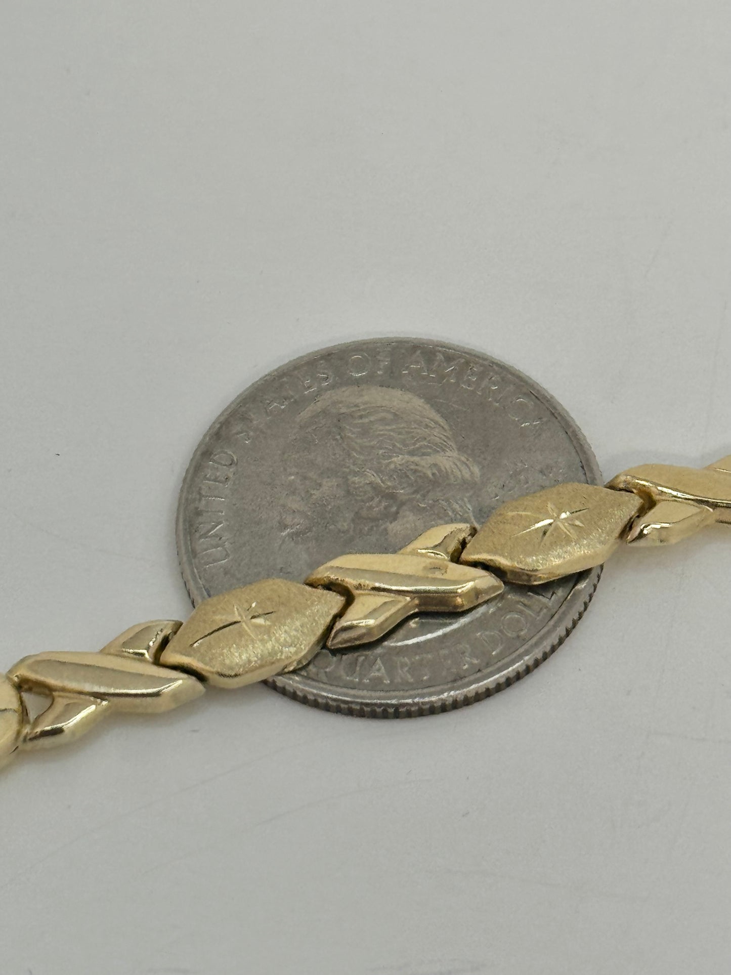 14K Real Yellow Gold "Hugs & Kisses" Bracelet