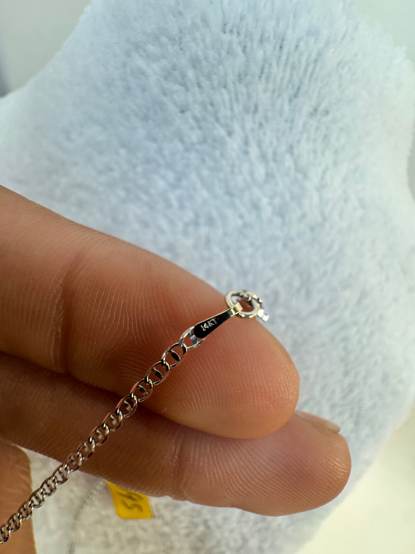 14k white gold 20” inch necklace with double heart pendant