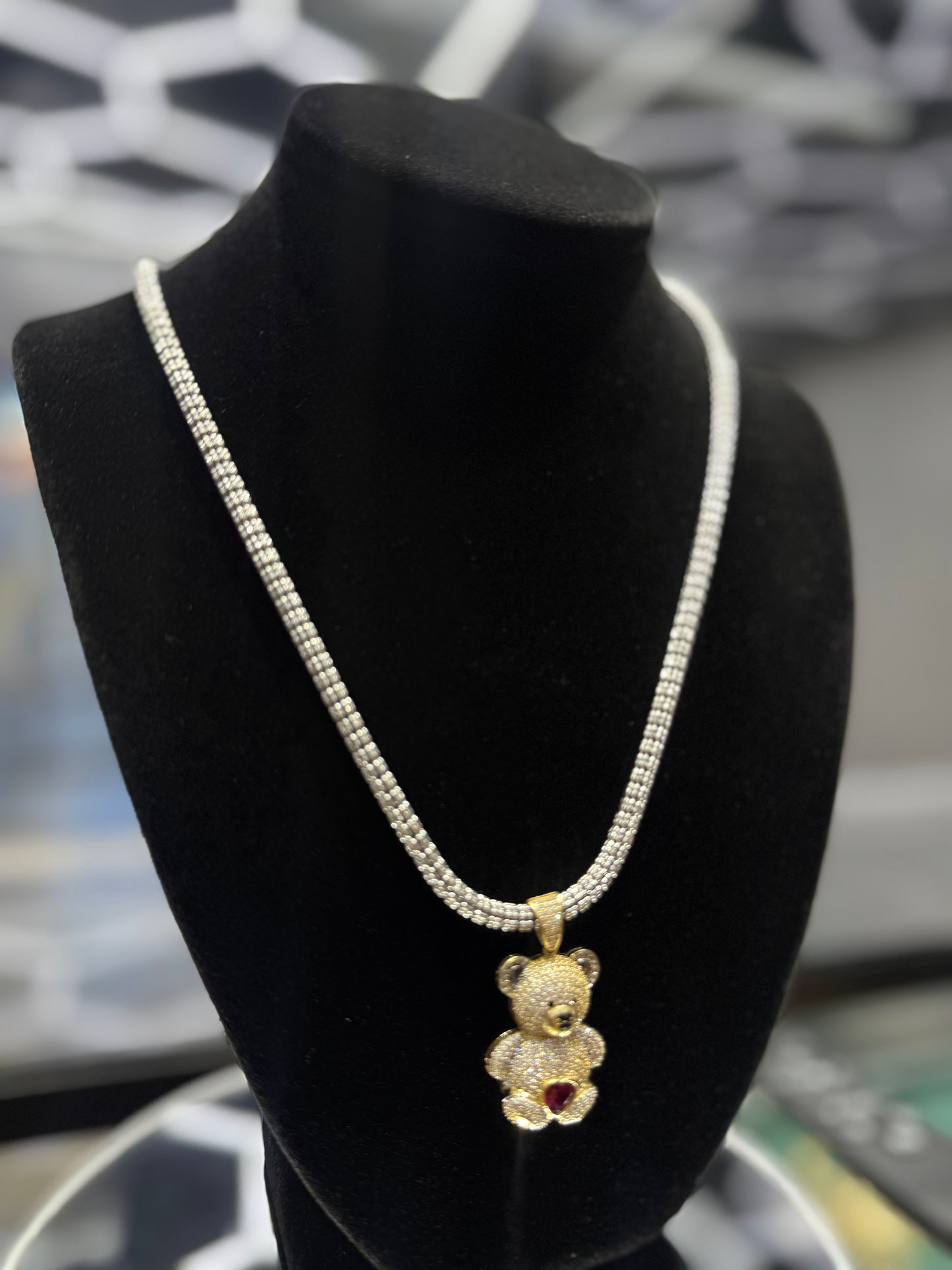 14k gold Ice chain with pendant for men