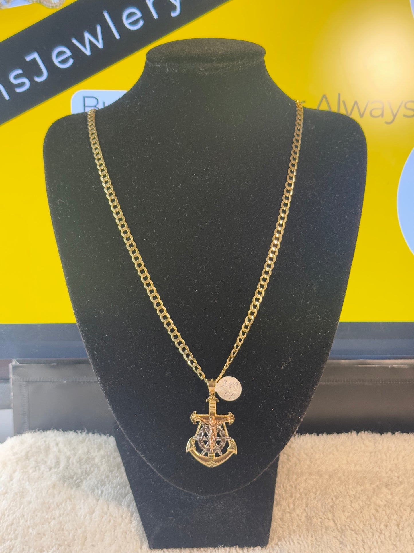14K Gold 24” inch Crucifix gold Chain for men