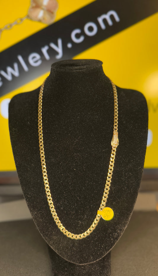 14K Gold Semi-Solid Cuban Link Chain necklace for Men