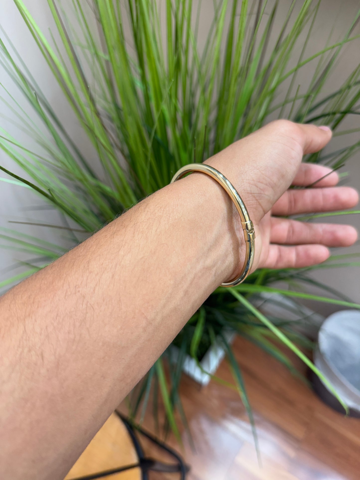 14K Gold Bangle nailed Bracelet – Classic for men 8inch