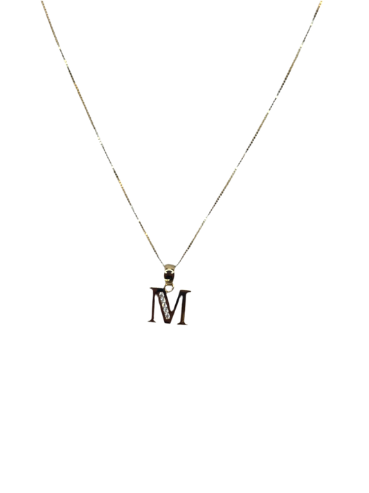 14k gold 18”inch Box chain necklace with letter M pendant