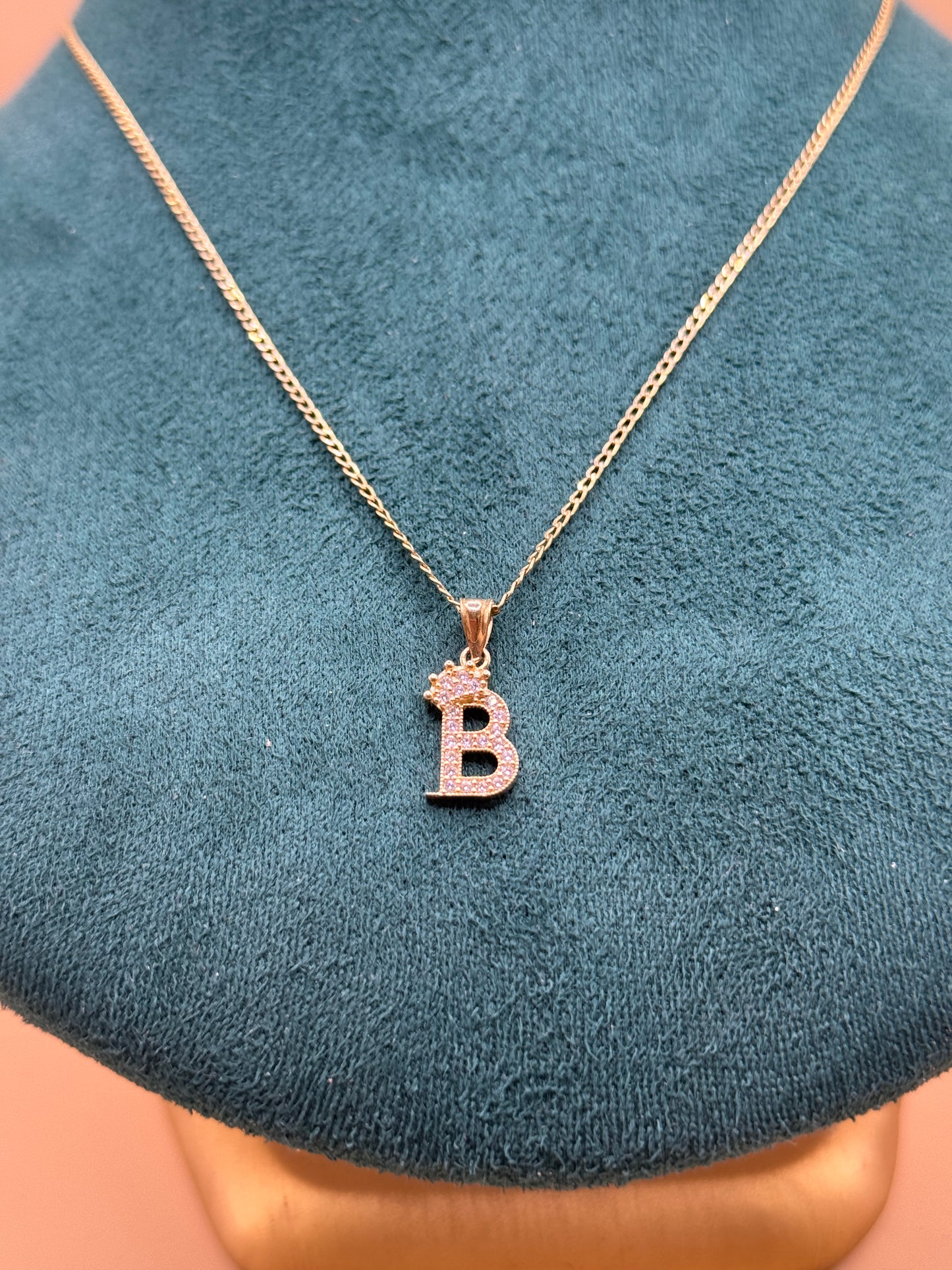 14K Gold Necklace with Letter B Pendant – Personalized Elegance for Everyday Wear 16” long