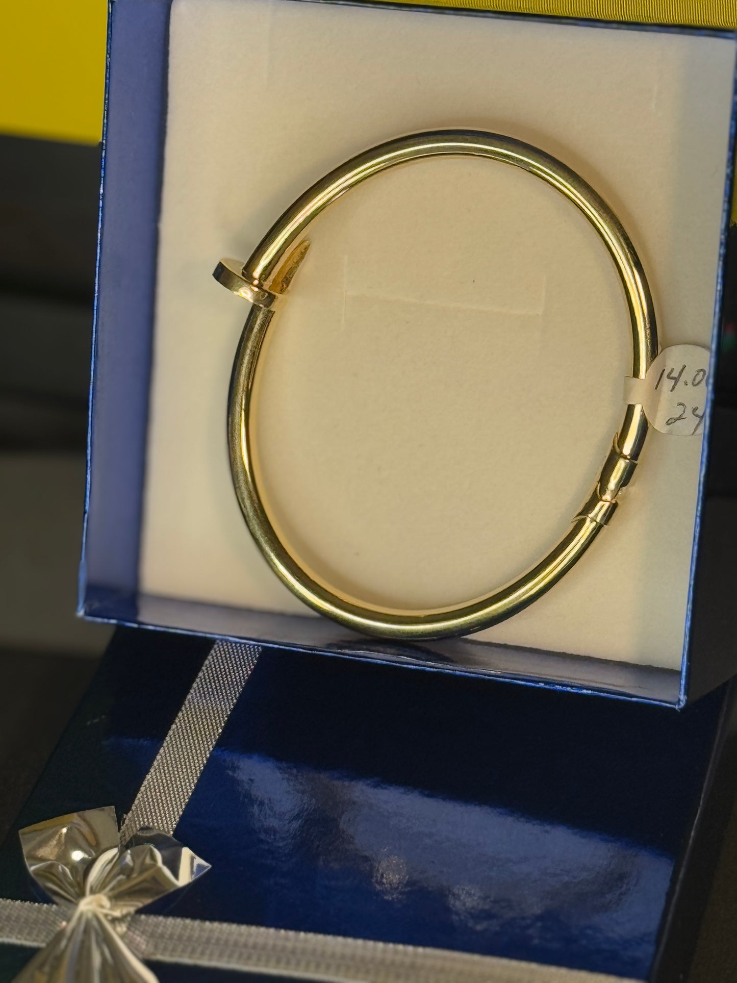 14K Gold Bangle nailed Bracelet – Classic for men 8inch