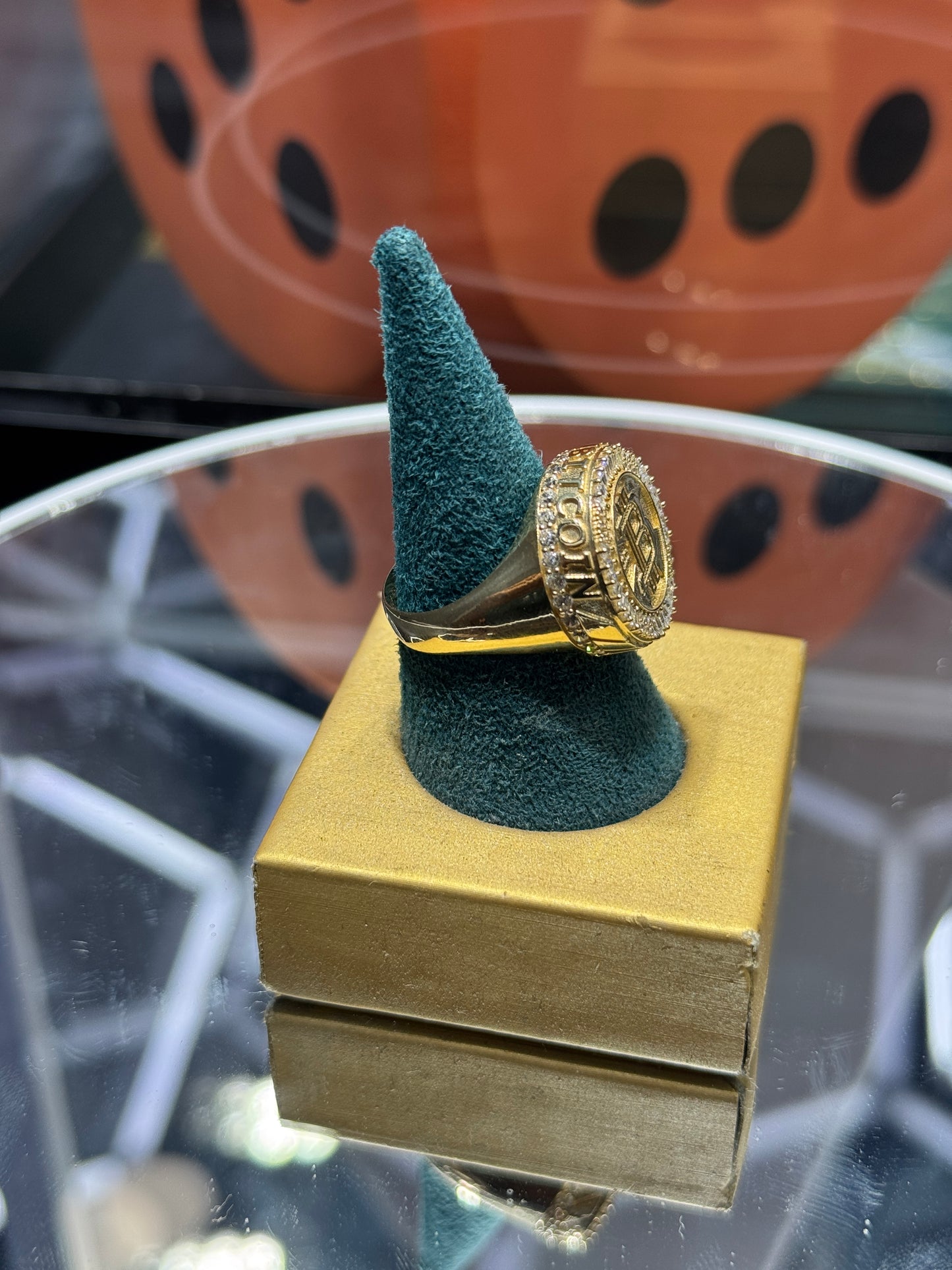 14k gold round Bitcoin ring size 10.5 for men