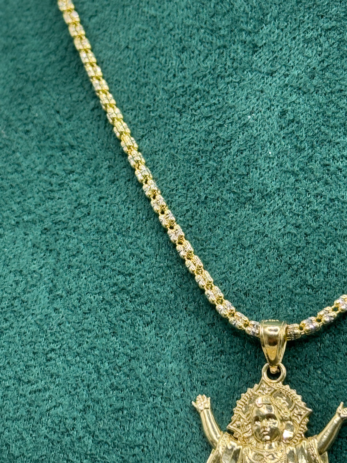 14K Gold Moon Ice Chain – 20” with Divine Child Pendant unisex