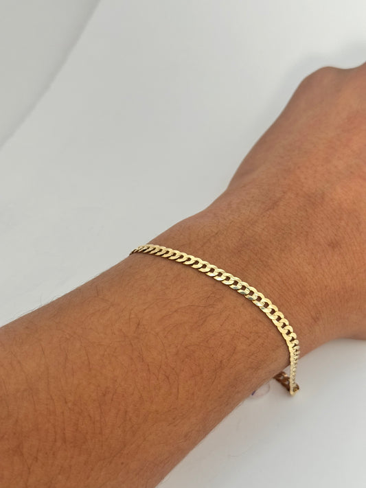 14k gold Cuban link bracelet, single tone yellow Gold