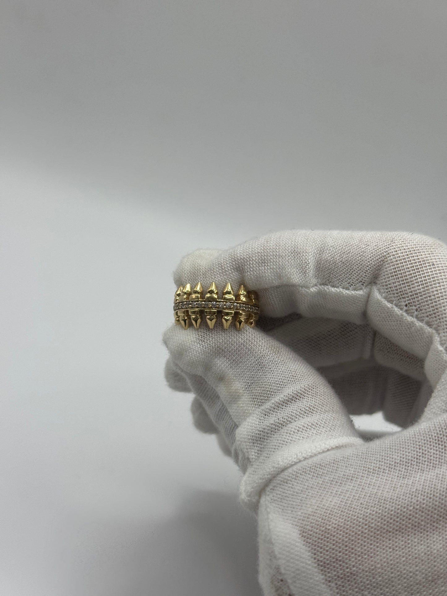 14K Gold Spiked Ring – Unisex – Size 6 with CZ