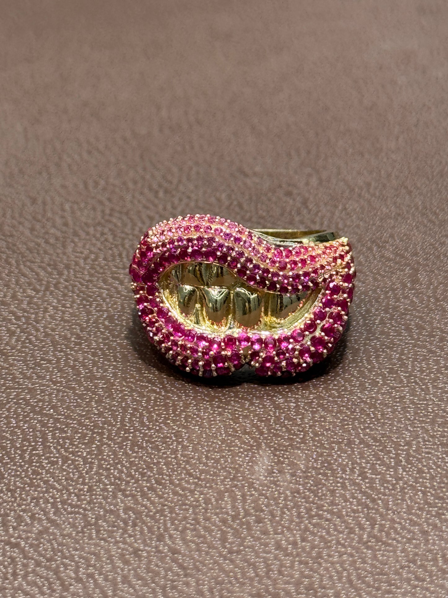 14k gold ring for women with iced grill with ZC