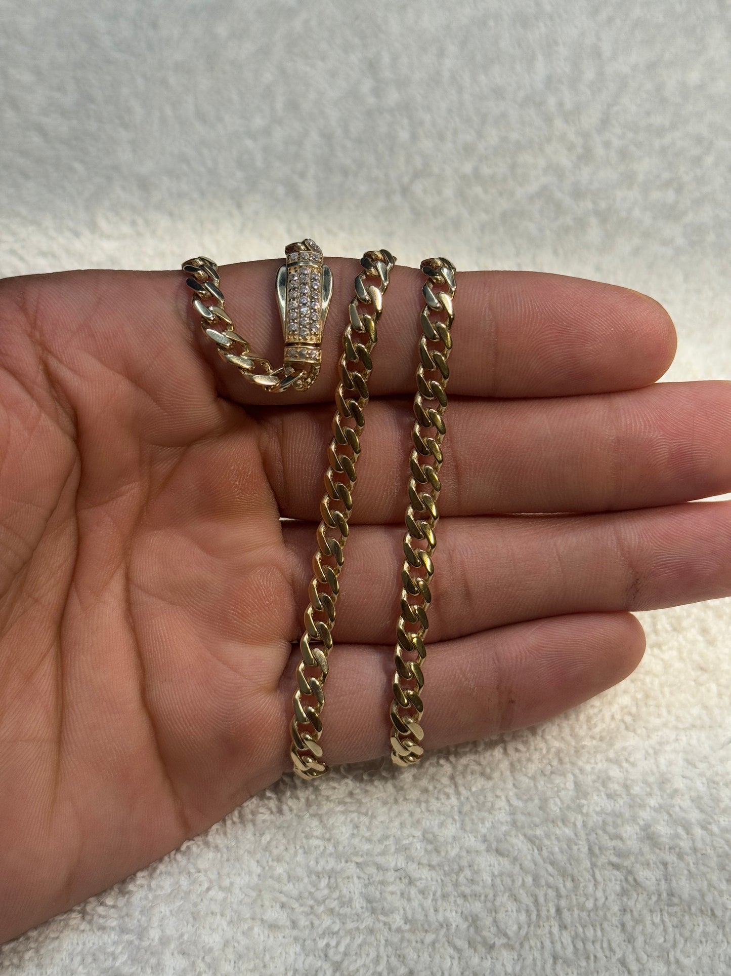 14K Gold Semi-Solid Cuban Link Chain necklace for Men