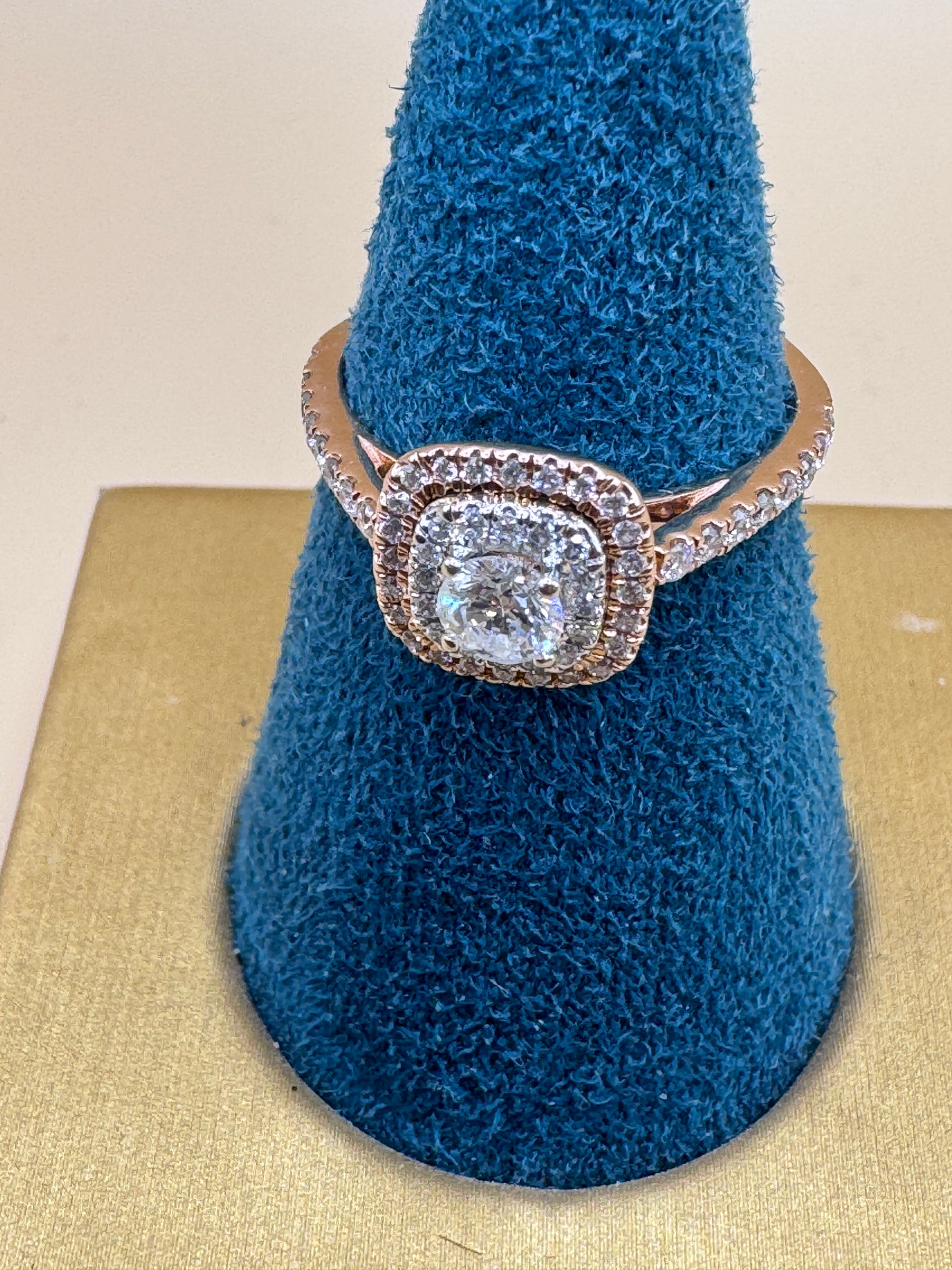 14K Rose Gold Lab Diamond Engagement Ring – Real Gold Proposal Ring, Elegant Bridal Jewelry size 7