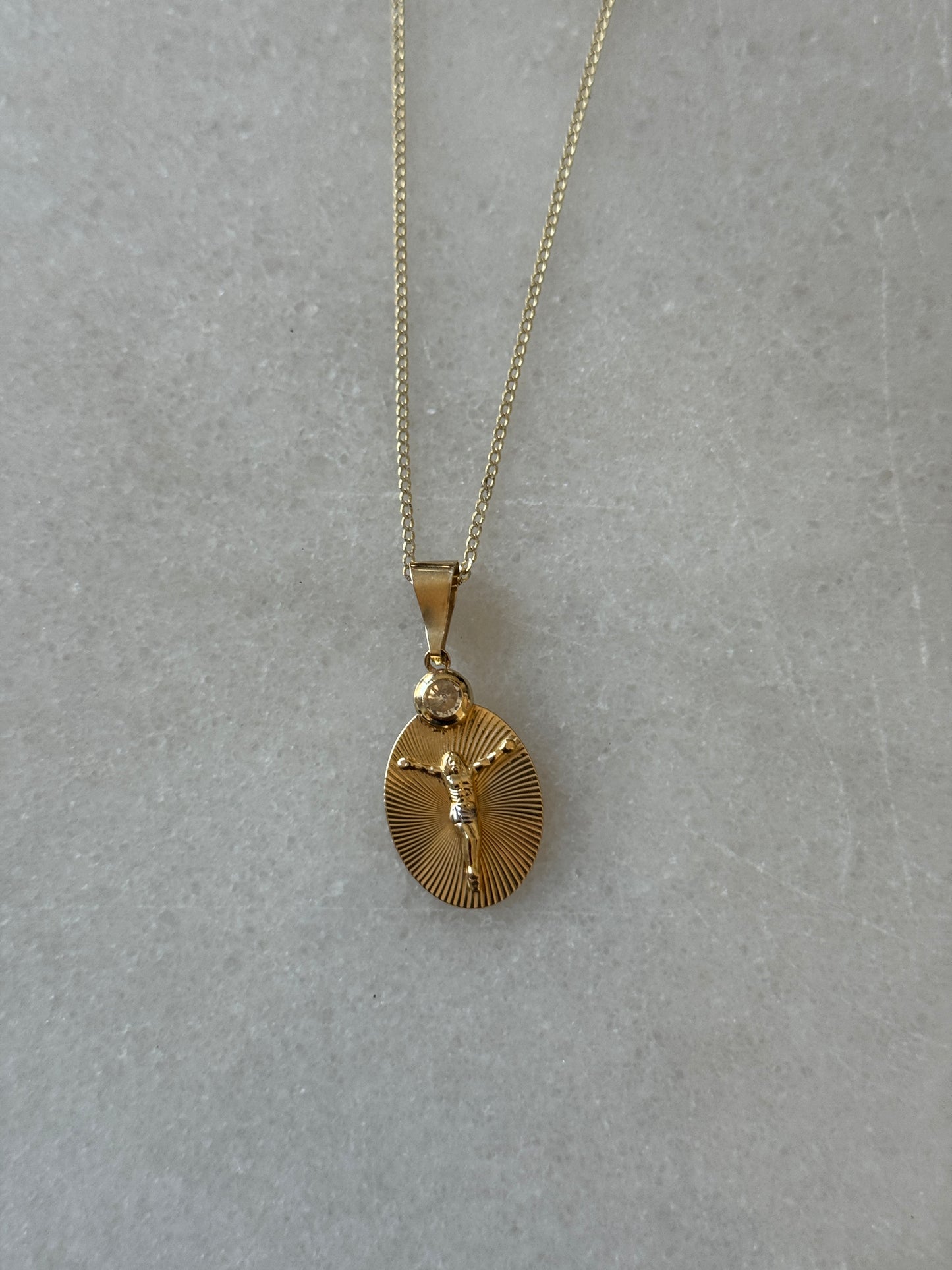 💎 2-Tone 14K Gold Curb Link Chain with Crucifix for women
