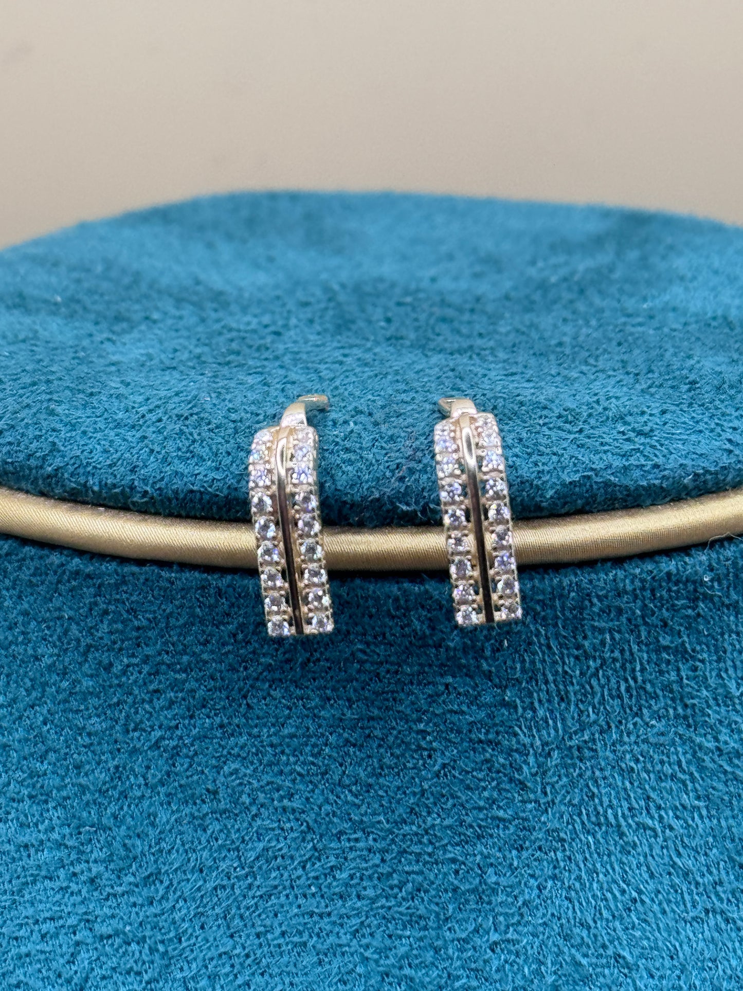14K Gold Statement Hoop Earrings with Double Row CZ – Iced Out Hoop Earrings for Women, Luxury Gold Jewelry