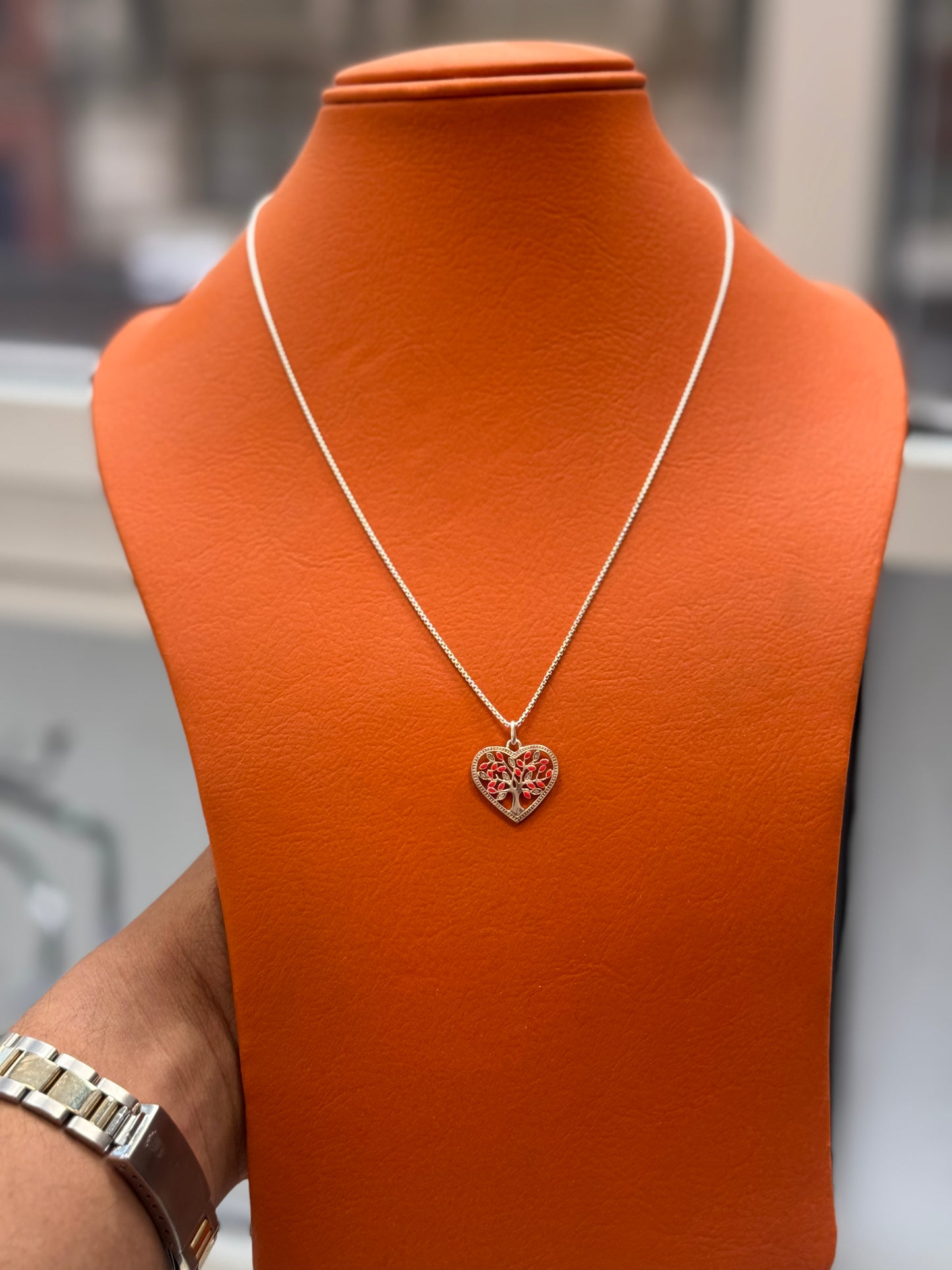 round box chain with heart pendant 20”inch long  (925 sterling silver)
