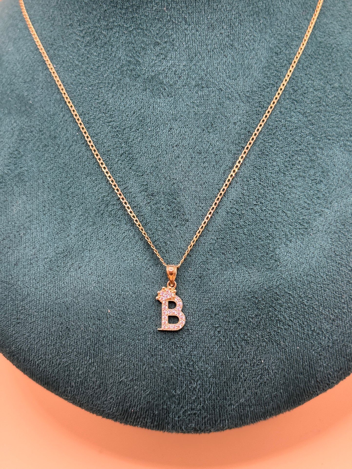 14K Gold Necklace with Letter B Pendant – Personalized Elegance for Everyday Wear 16”  long