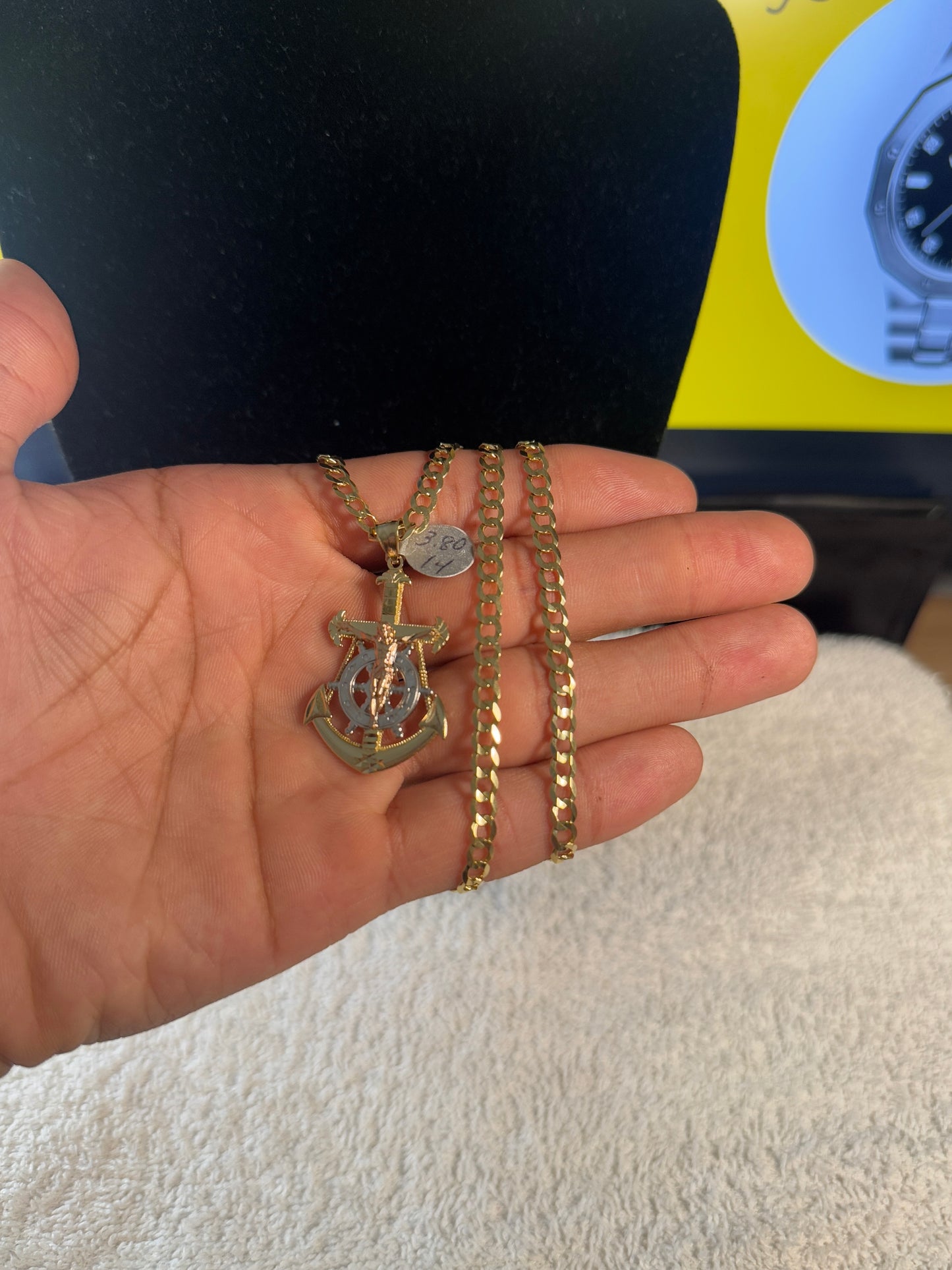 14K Gold 24” inch Crucifix gold Chain for men
