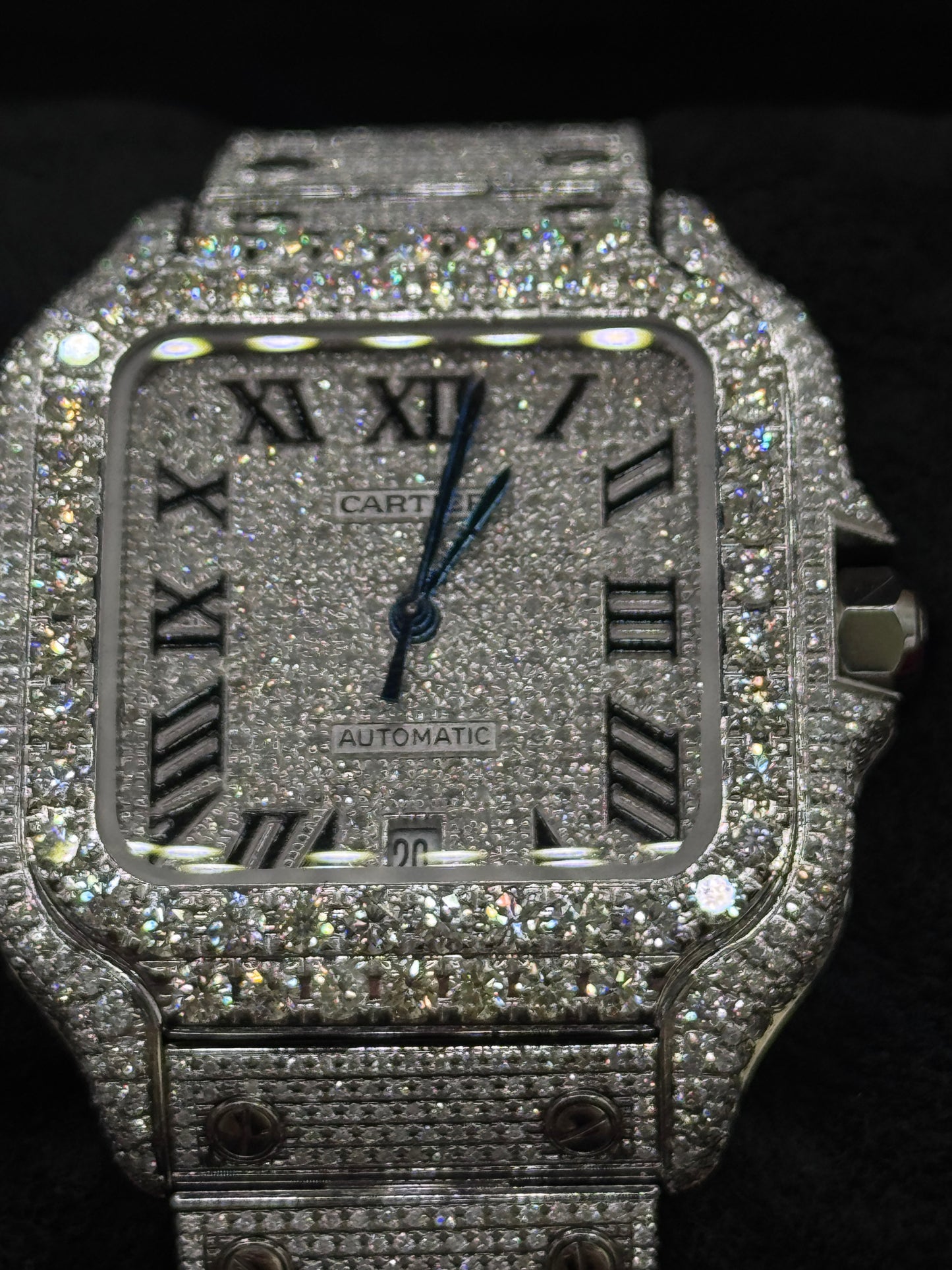 Cartier Santos Bust Down Watch with Diamond Bezel – Iced Out Luxury Watch, Men’s Statement Timepiece