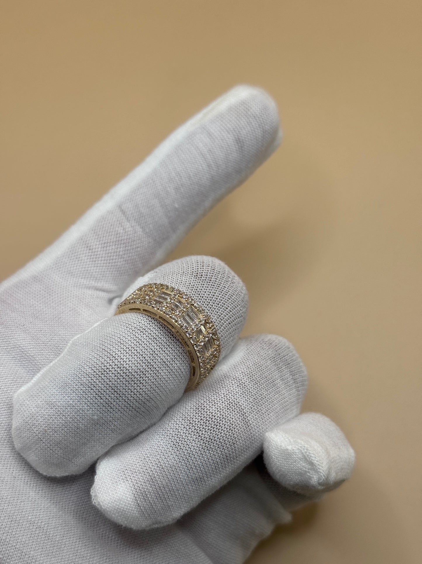 14K Gold Baguette CZ Ring Size 10.5 for Men – Real Gold Statement Ring, Iced Out Jewelry