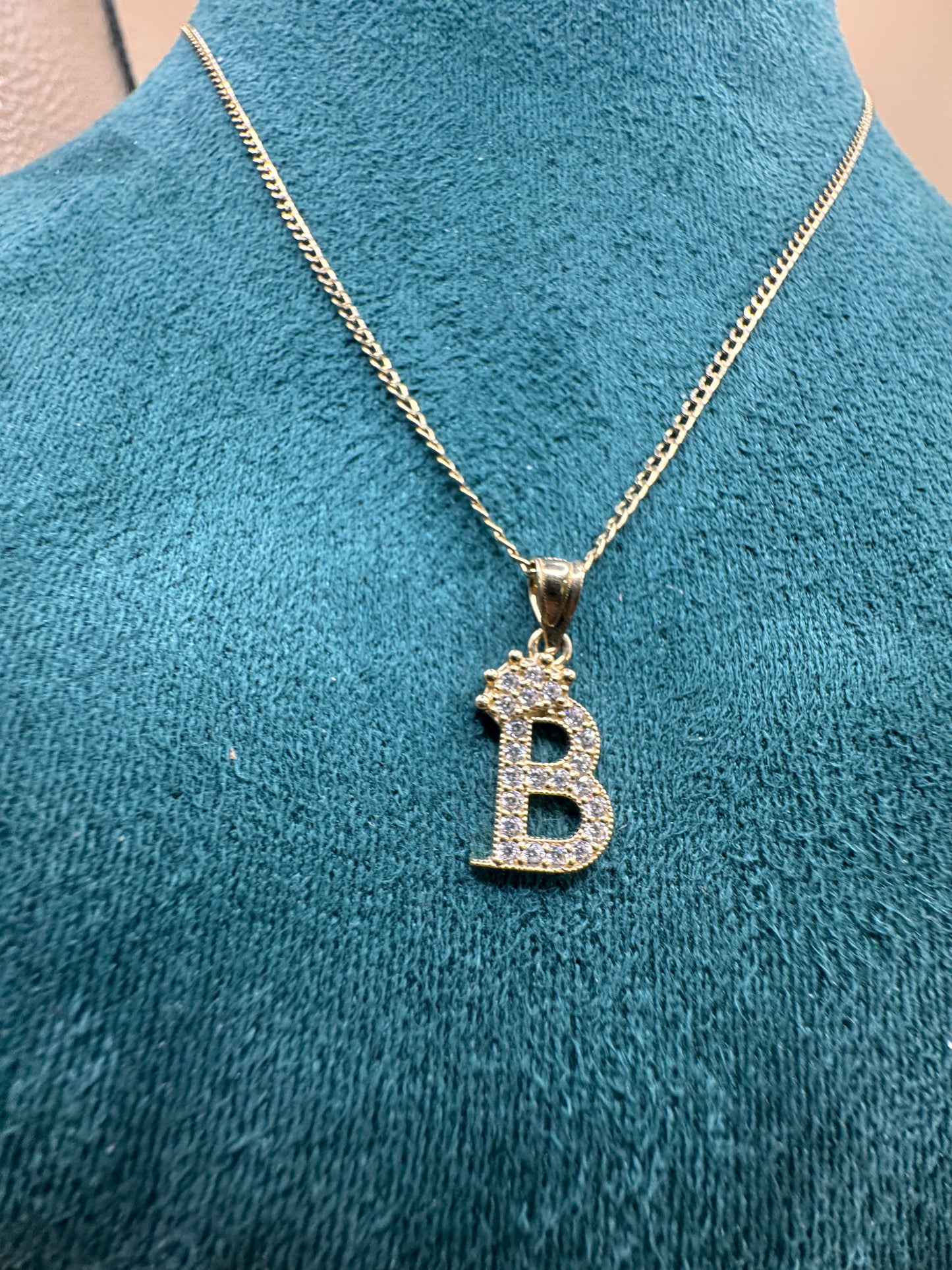 14K Gold Necklace with Letter B Pendant – Personalized Elegance for Everyday Wear 16”  long