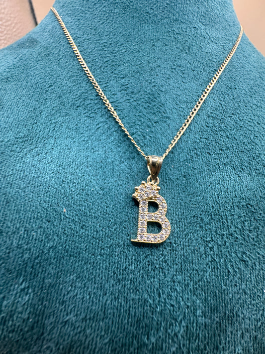14K Gold Necklace with Letter B Pendant – Personalized Elegance for Everyday Wear 16”  long