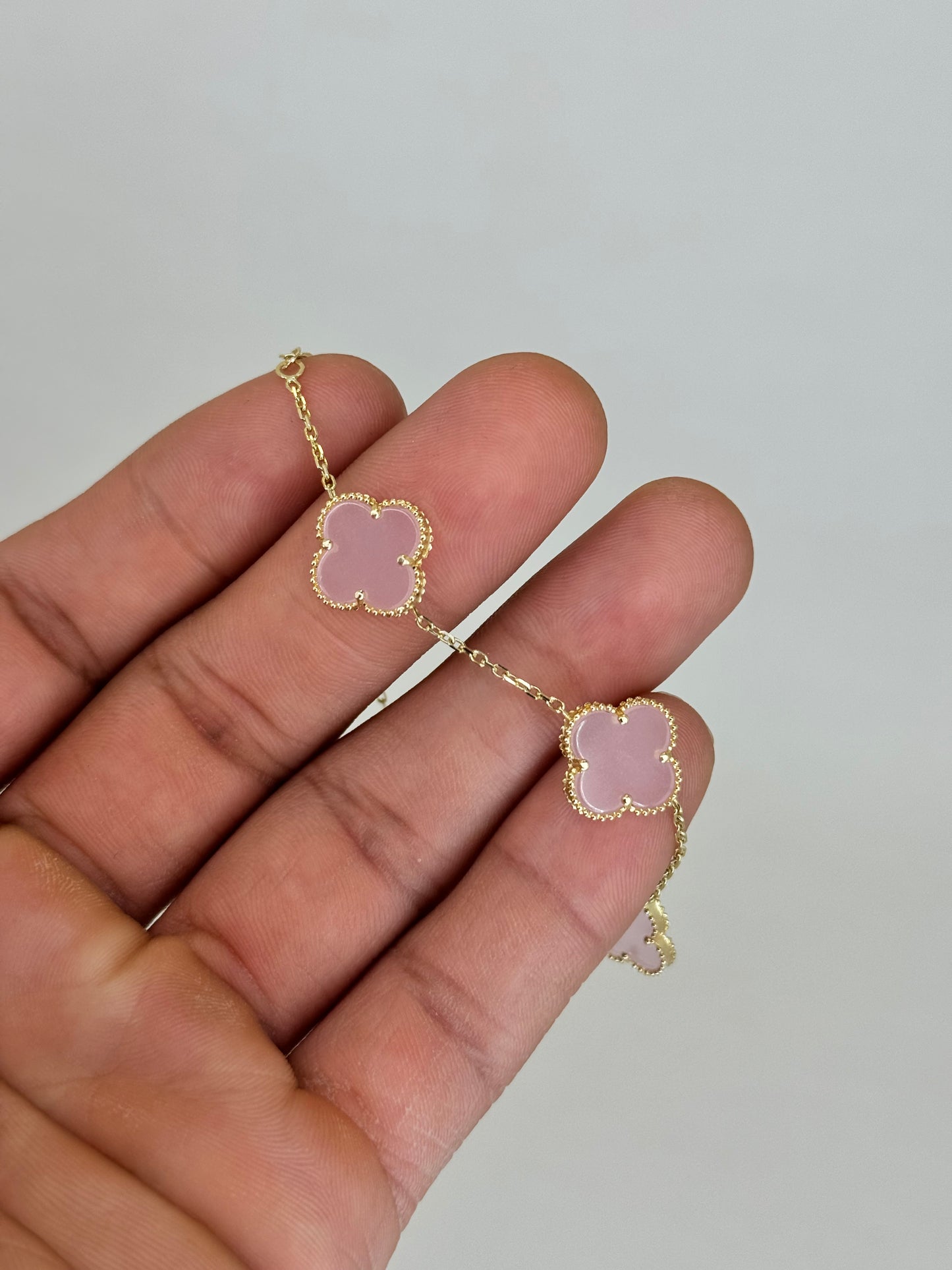 14k gold Clover charm bracelet for women