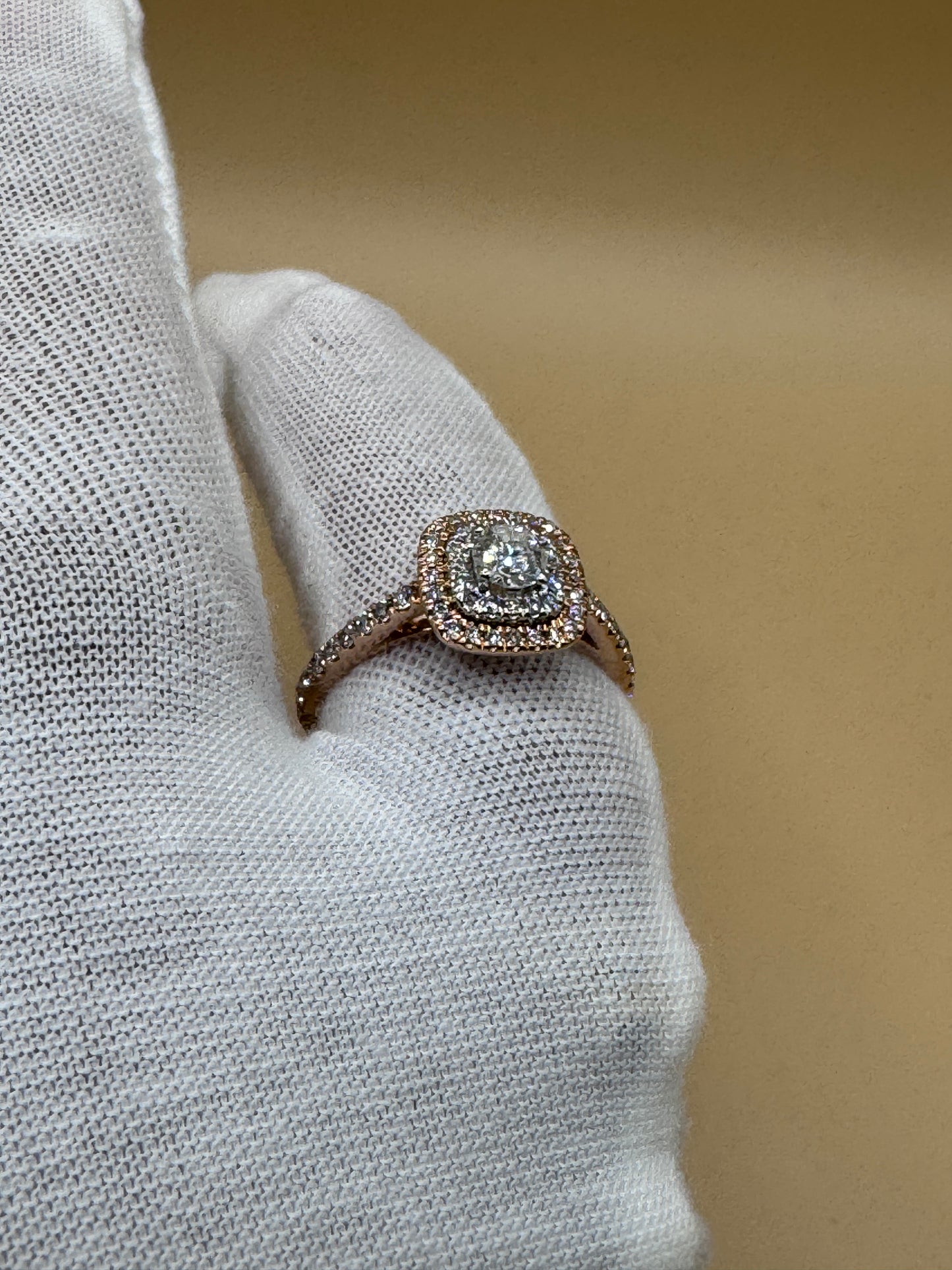 14K Rose Gold Lab Diamond Engagement Ring – Real Gold Proposal Ring, Elegant Bridal Jewelry size 7