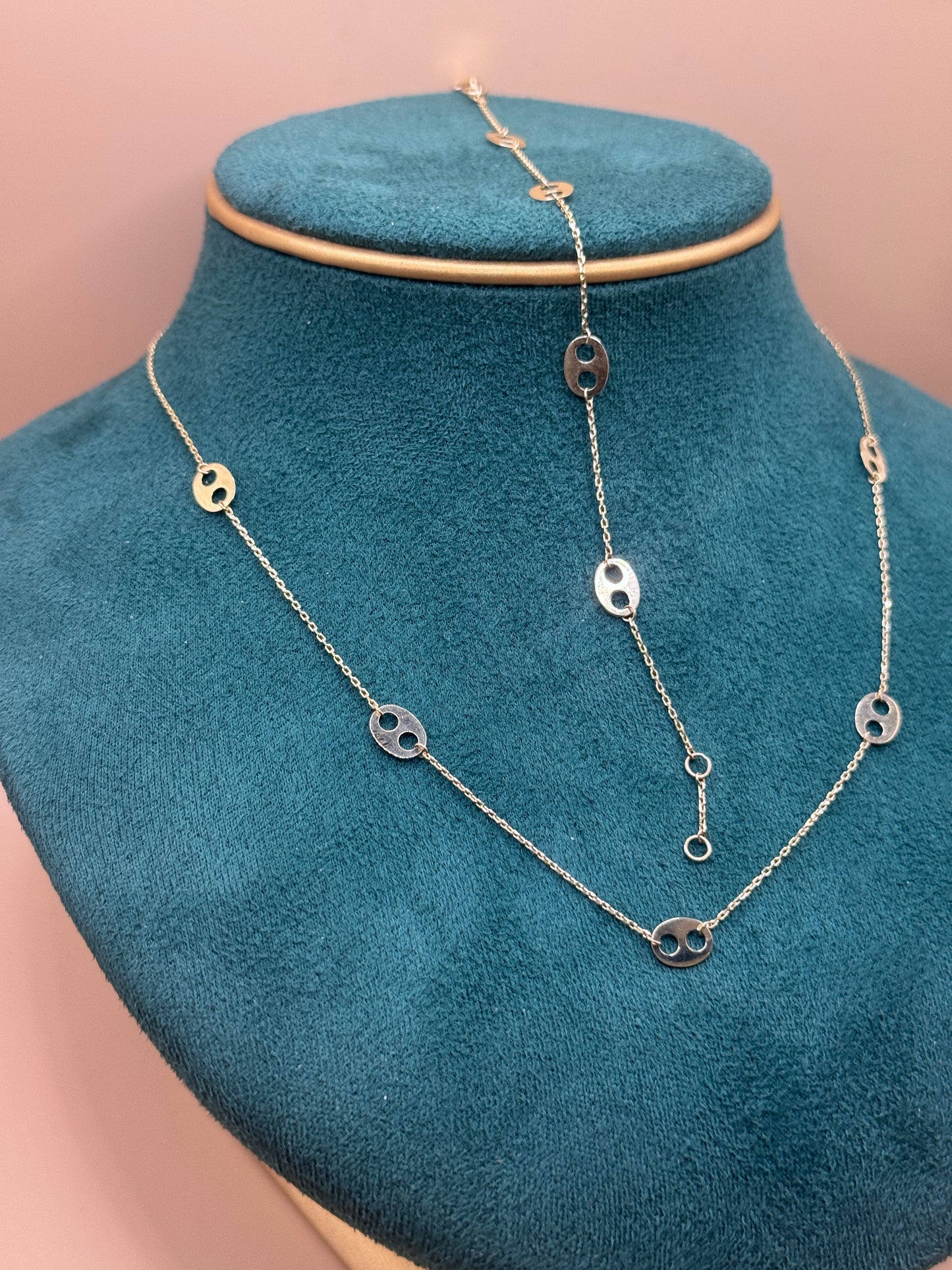 14K Gold Mariner Link Jewelry Set – Adjustable 17” Necklace & 7” Bracelet for Women, Solid Gold Matching Set