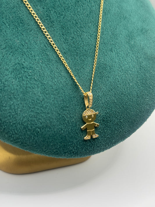 💎 20-Inch 14K Gold Curb Link Necklace with Baby Pendant