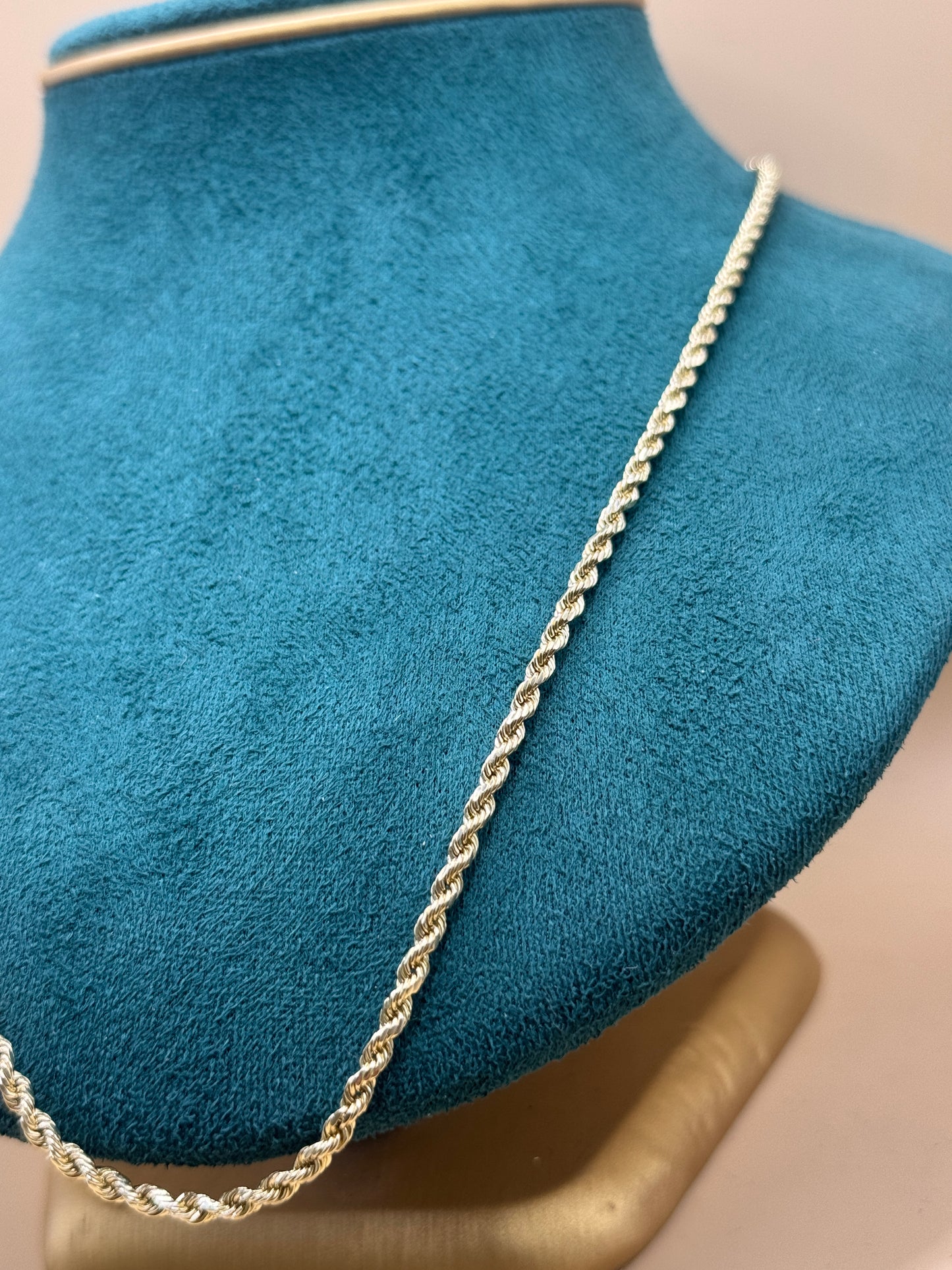 14K Gold Rope Chain 22” Semi Solid – Real Gold Necklace 6–8g, Lightweight Gold Chain, Everyday Jewelry