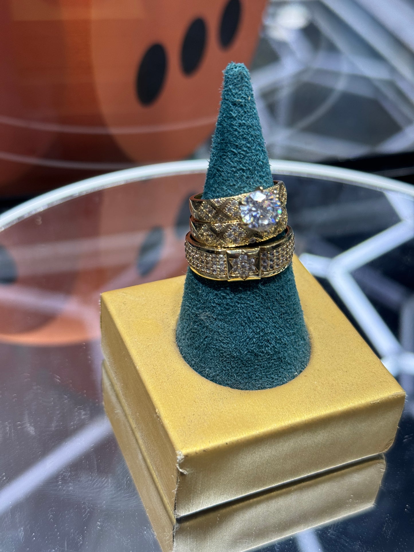 Trio ZC Wedding Ring Set – Timeless Love in 14K Gold