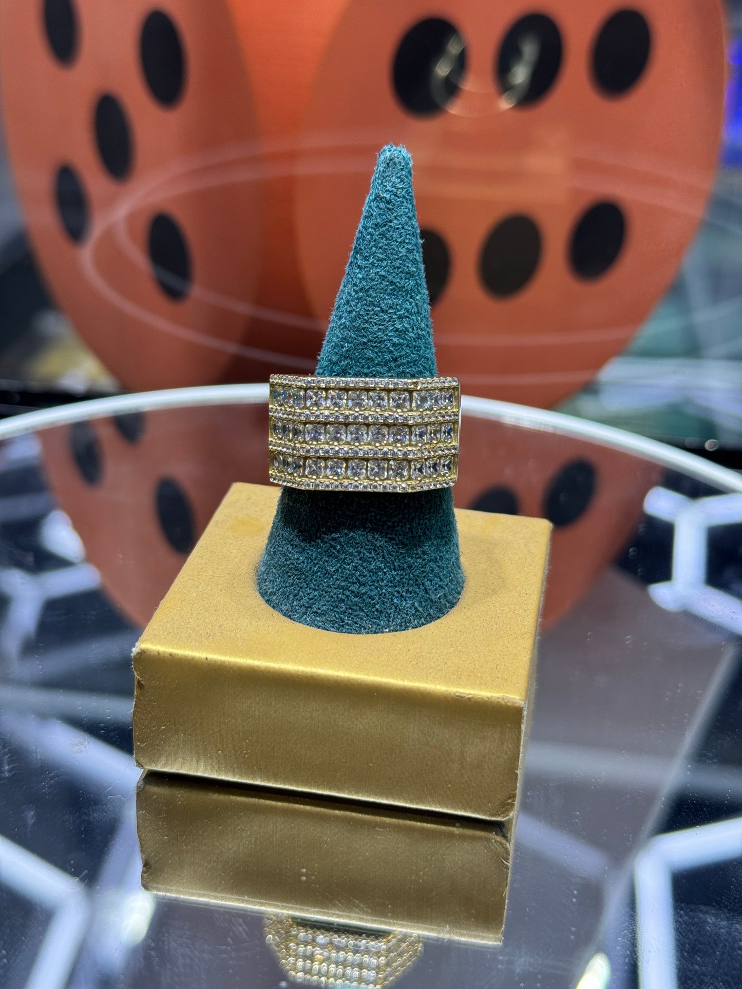 14K Gold Men’s Ring – Sparkling Cubic Zirconia 11.5”