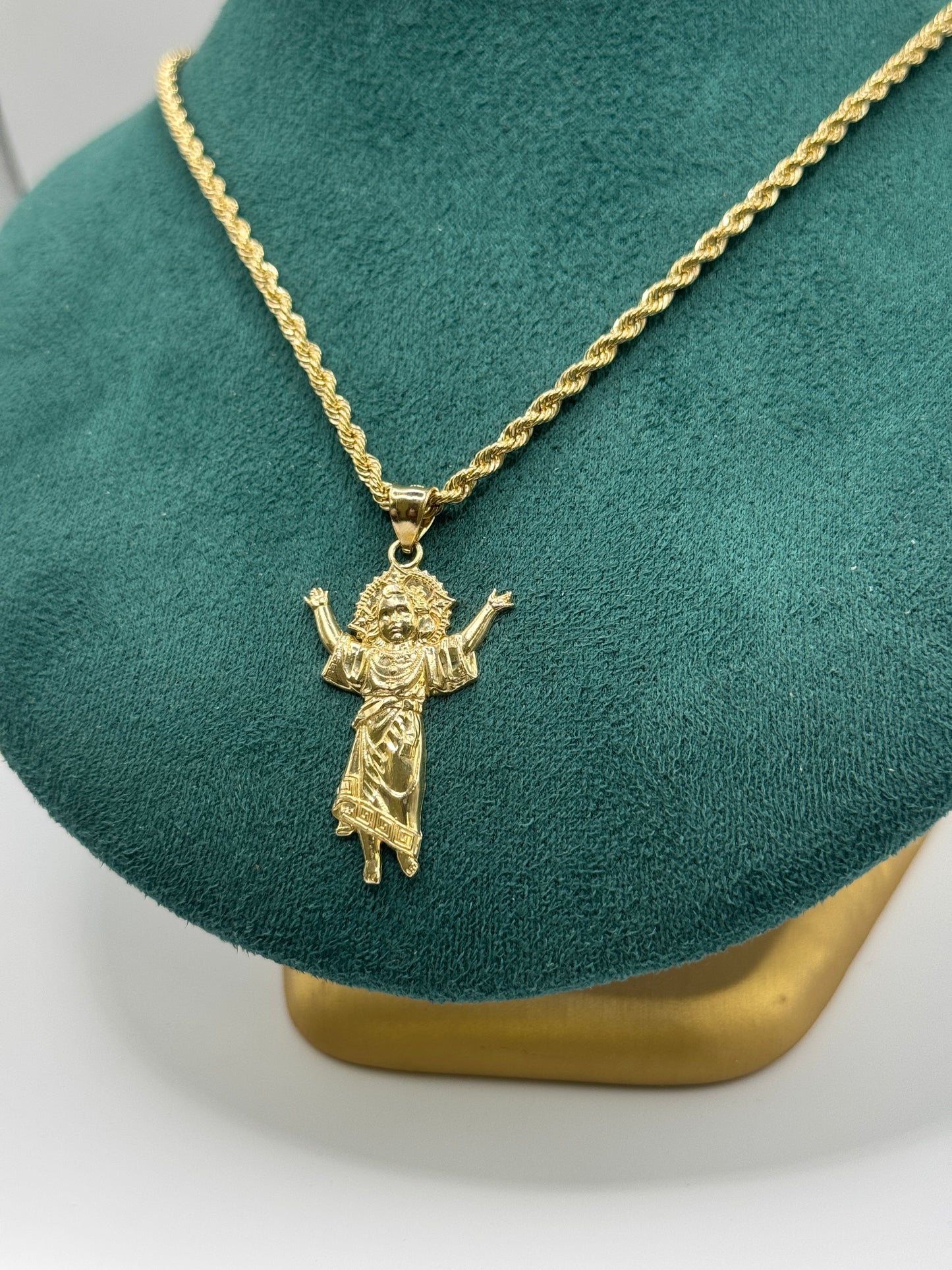 14K Gold Rope Chain – 24” with Divine Child Pendant (3mm Chain)