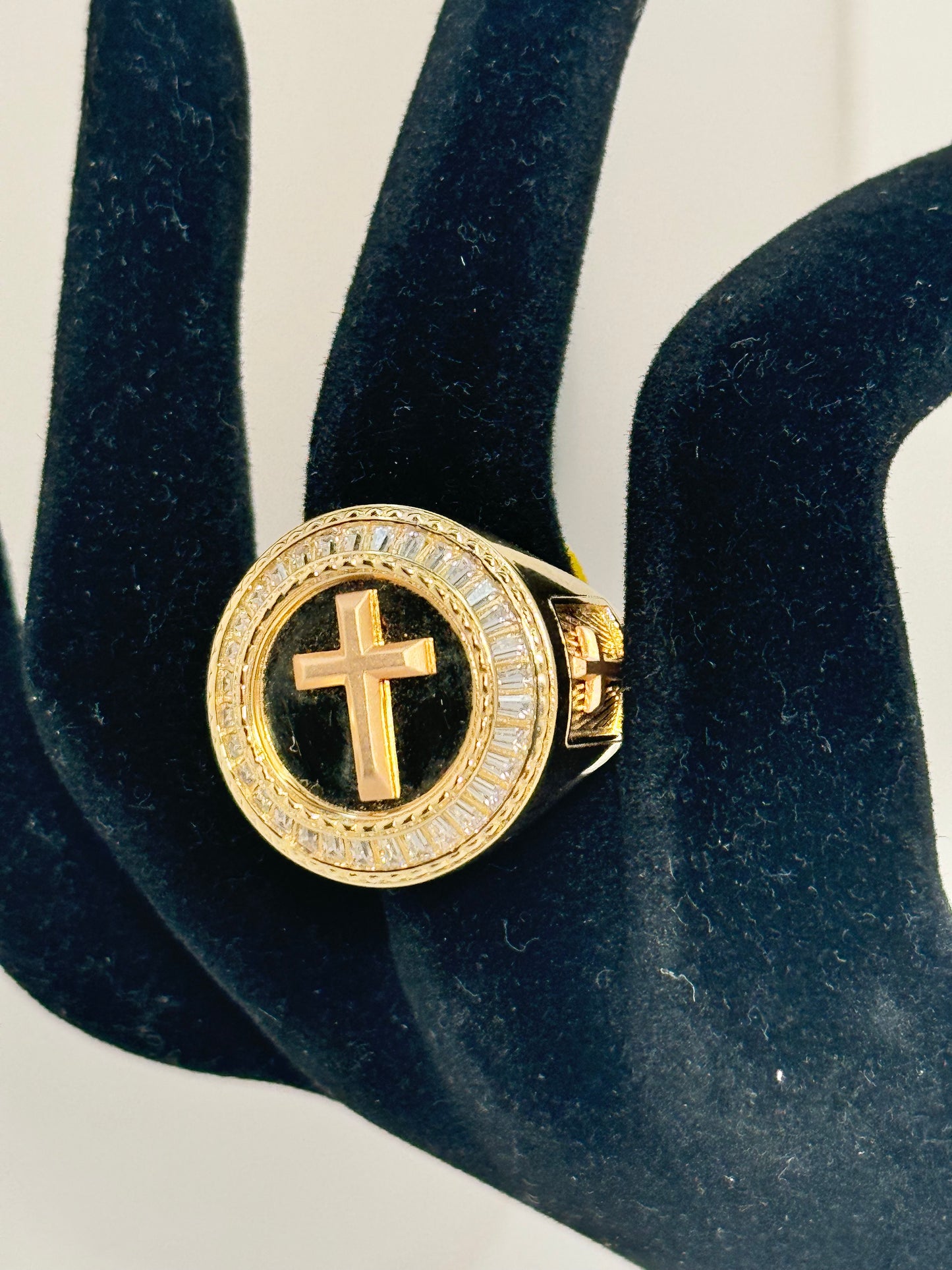 14k Solid Gold Cross ring for Men