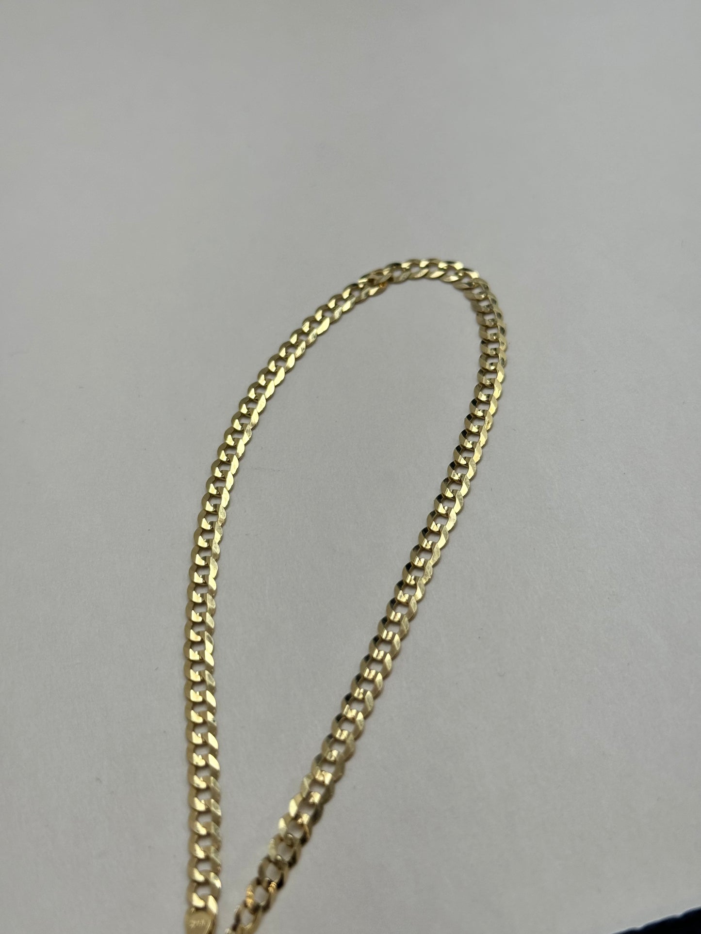 14 K gold Cuban link 10 inch ankle bracelet for women yellow gold