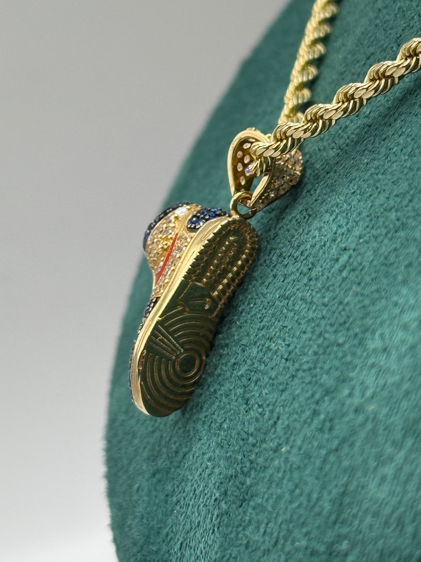 14K Gold Rope Chain with Shoe Pendant 23” long for men