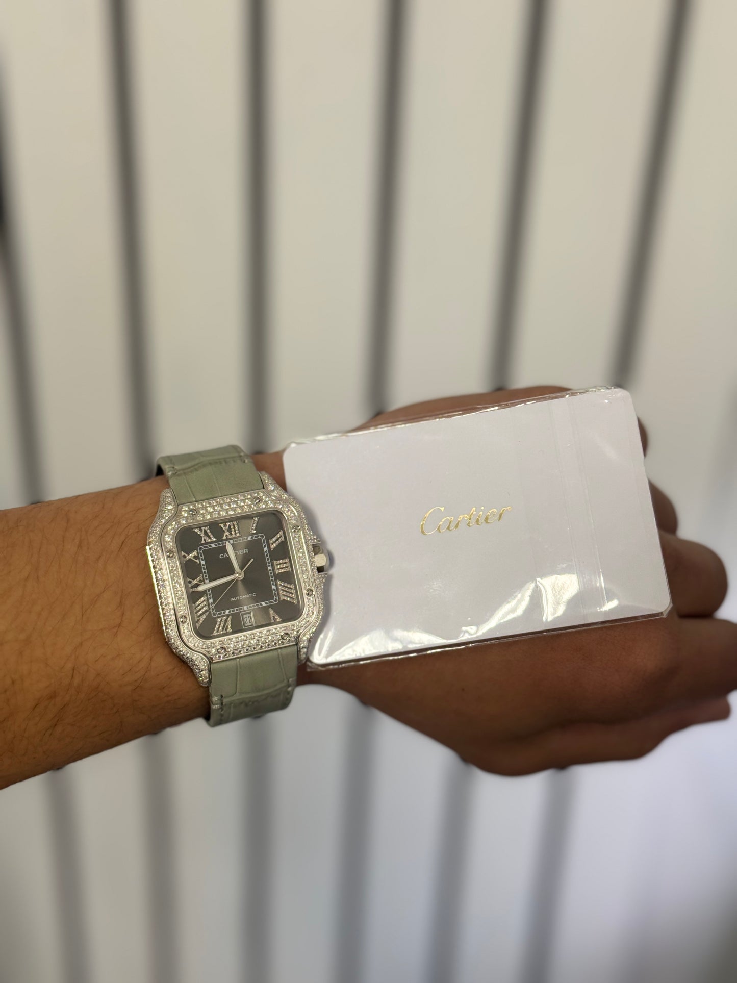 Cartier Santos Watch with Diamond Bezel – Luxury Timepiece