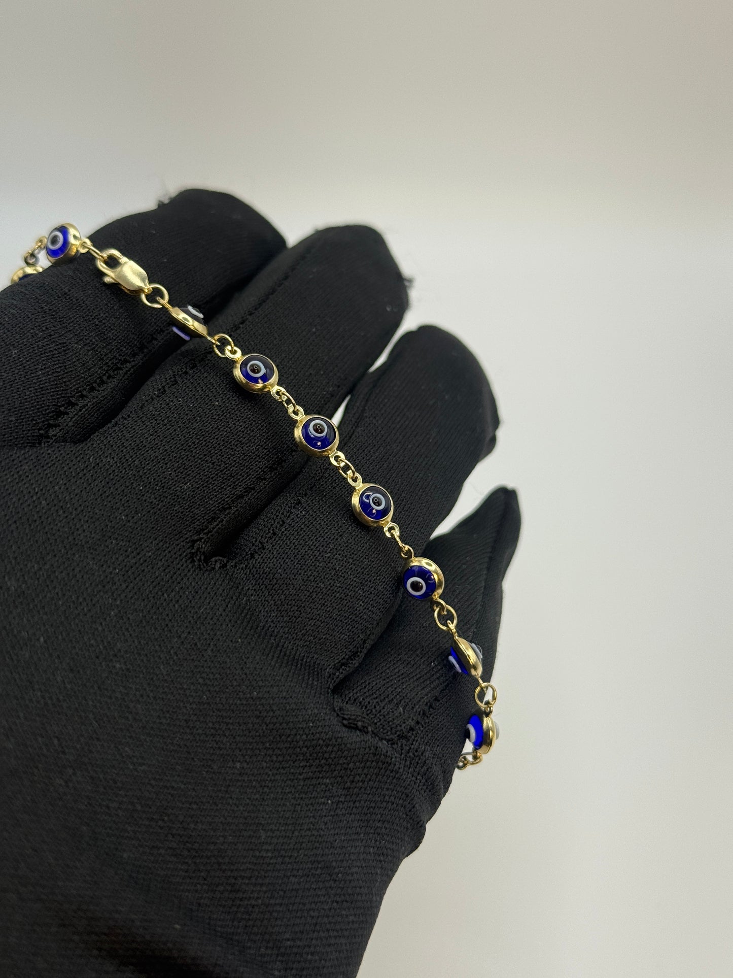 14K Gold Evil Eye Bracelet – Stylish Protection 8” long for women