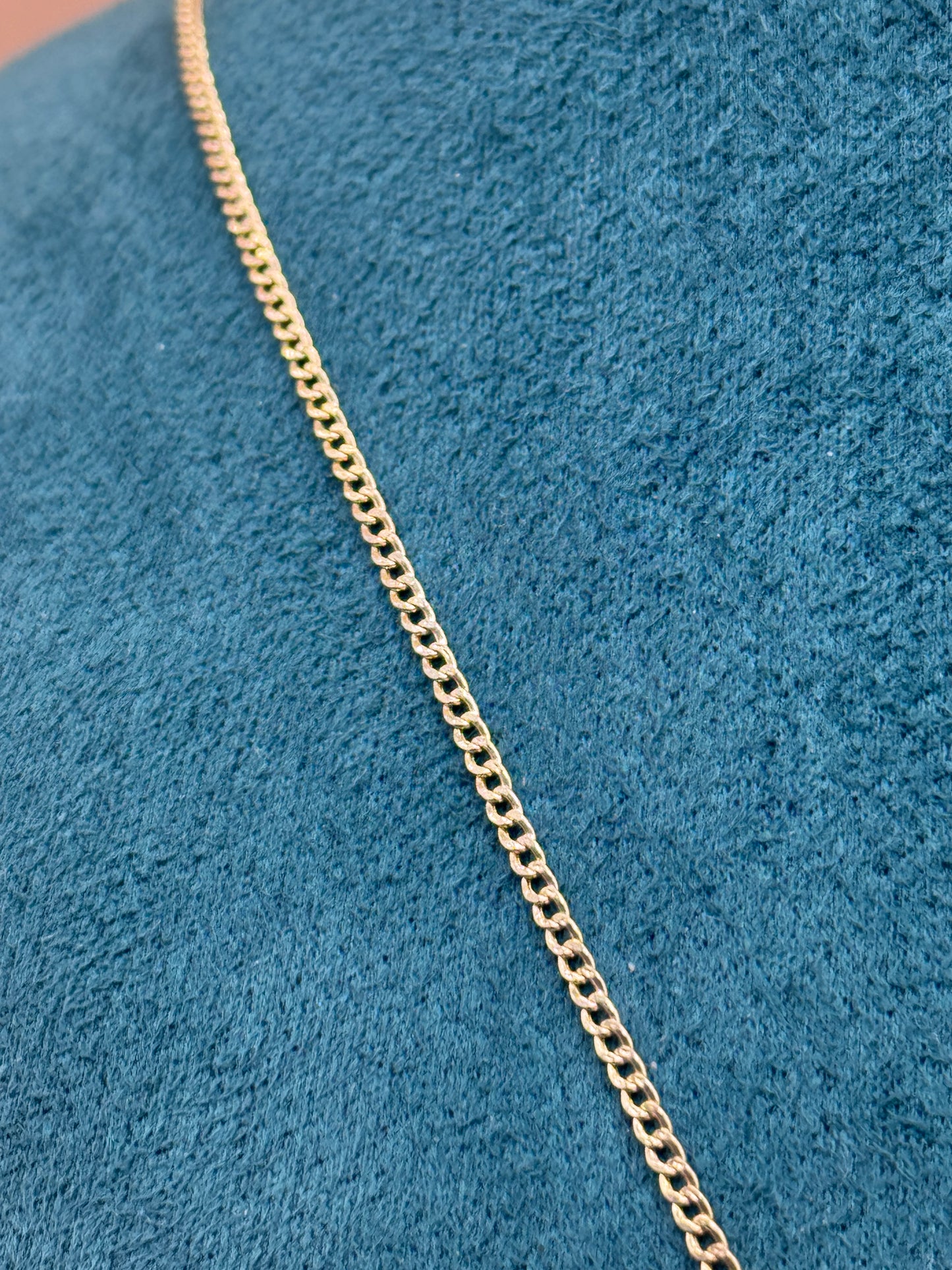 14K Gold Curb Link Necklace 20” with Flower Pendant – Dainty Gold Necklace for Women, Simple Everyday Jewelry