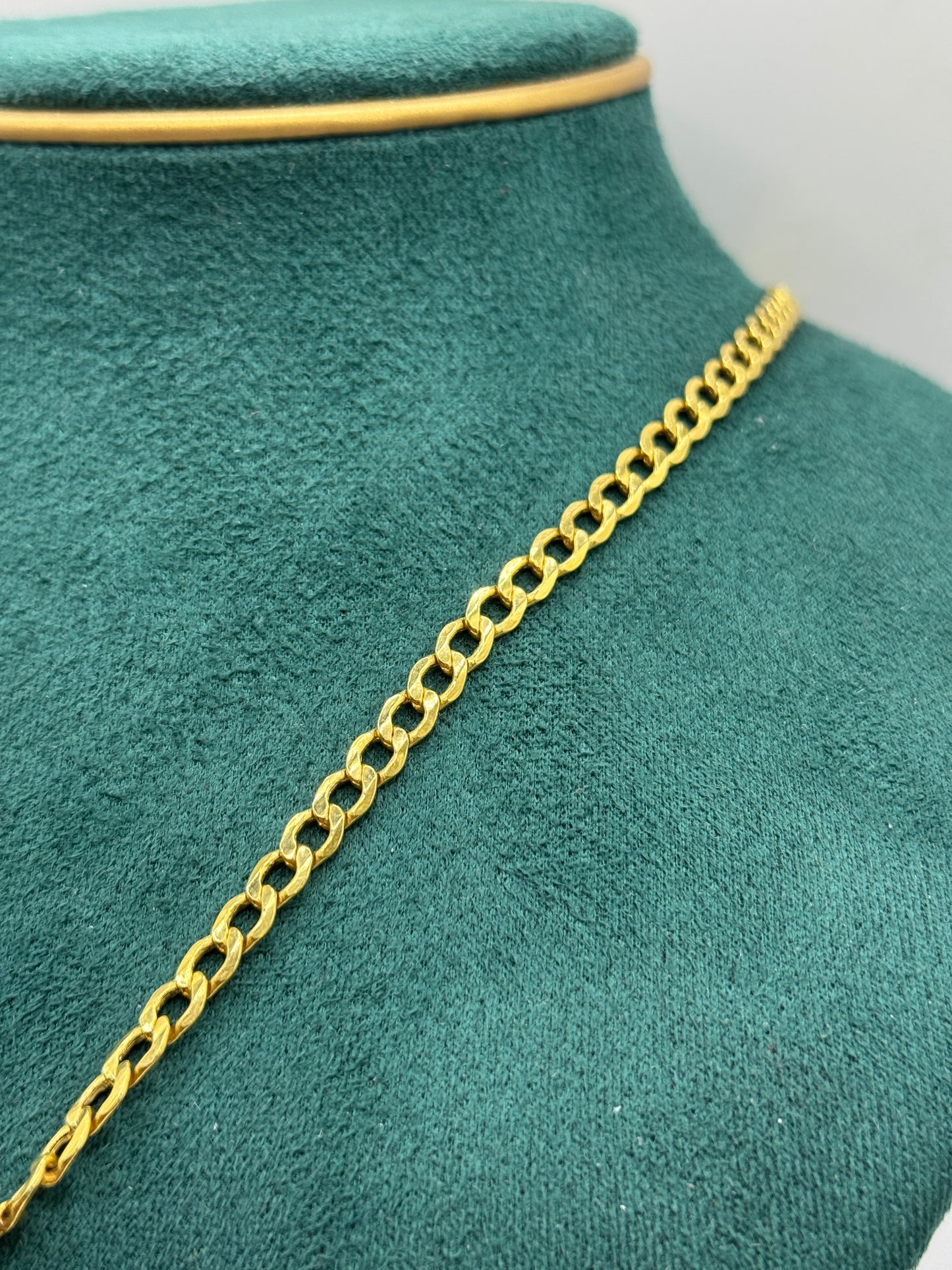 14K Gold Curb Link Necklace with Dollar Sign Pendant – 22” (5mm)