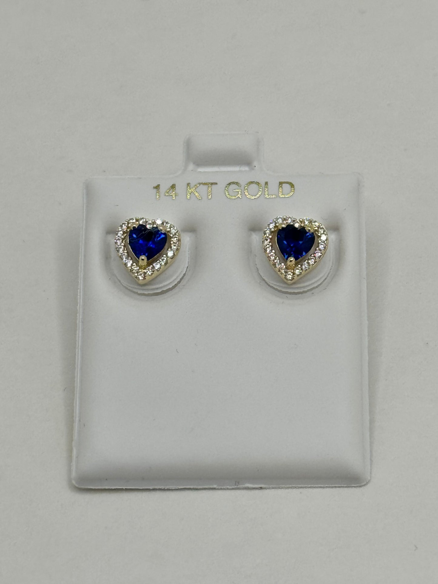 14K Gold Heart Stud Earrings with Cubic Zirconia