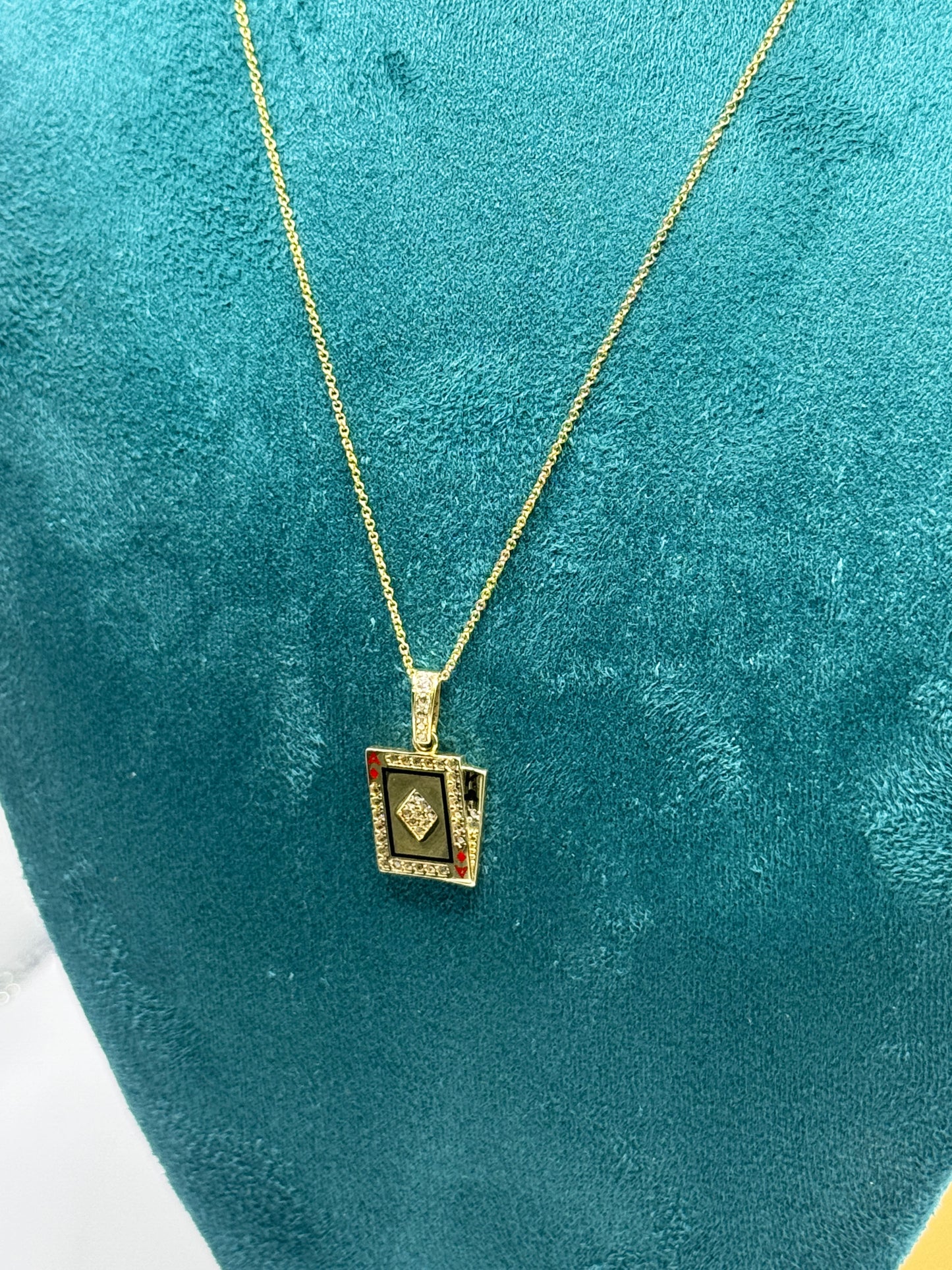 🎲 14K Gold Necklace  with Ace Card Pendant for Him  – 16” 🎲